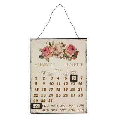 Linoows Metallschild Magnetkalender mit Rosen Blechschild Rosenkalender, Kalender, Dauerkalender mit Magneten 33x25 cm.