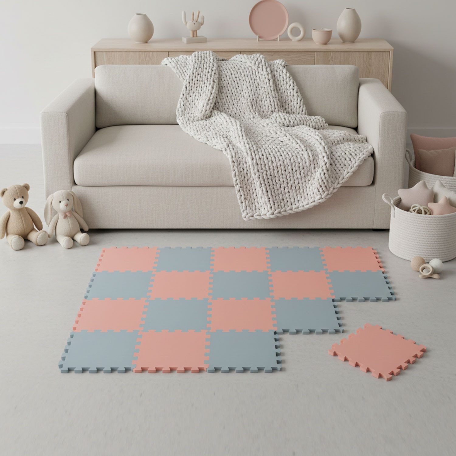 LittleTom Puzzlematte ab dem 1. Tag - 18 Teile Baby Spielmatte - 30 x 30 Kinder Krabbelmatte, (18-tlg), Spielunterlage für Babys und Kleinkinder - Kinderzimmer Puzzleteppich