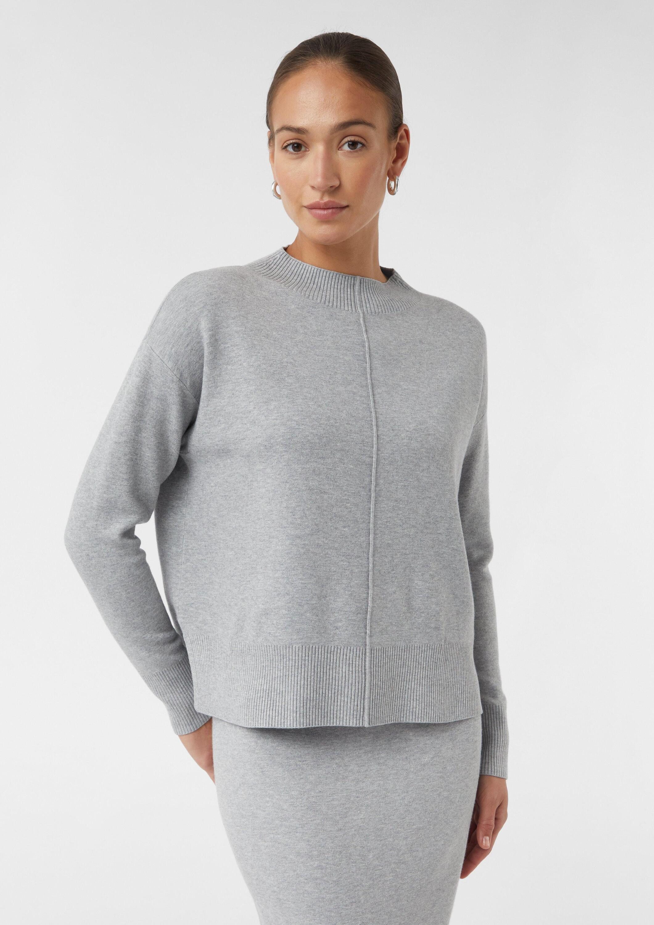 comma Longpullover Strickpullover Feinstrickpullover aus Viskosemix mit Ziernaht