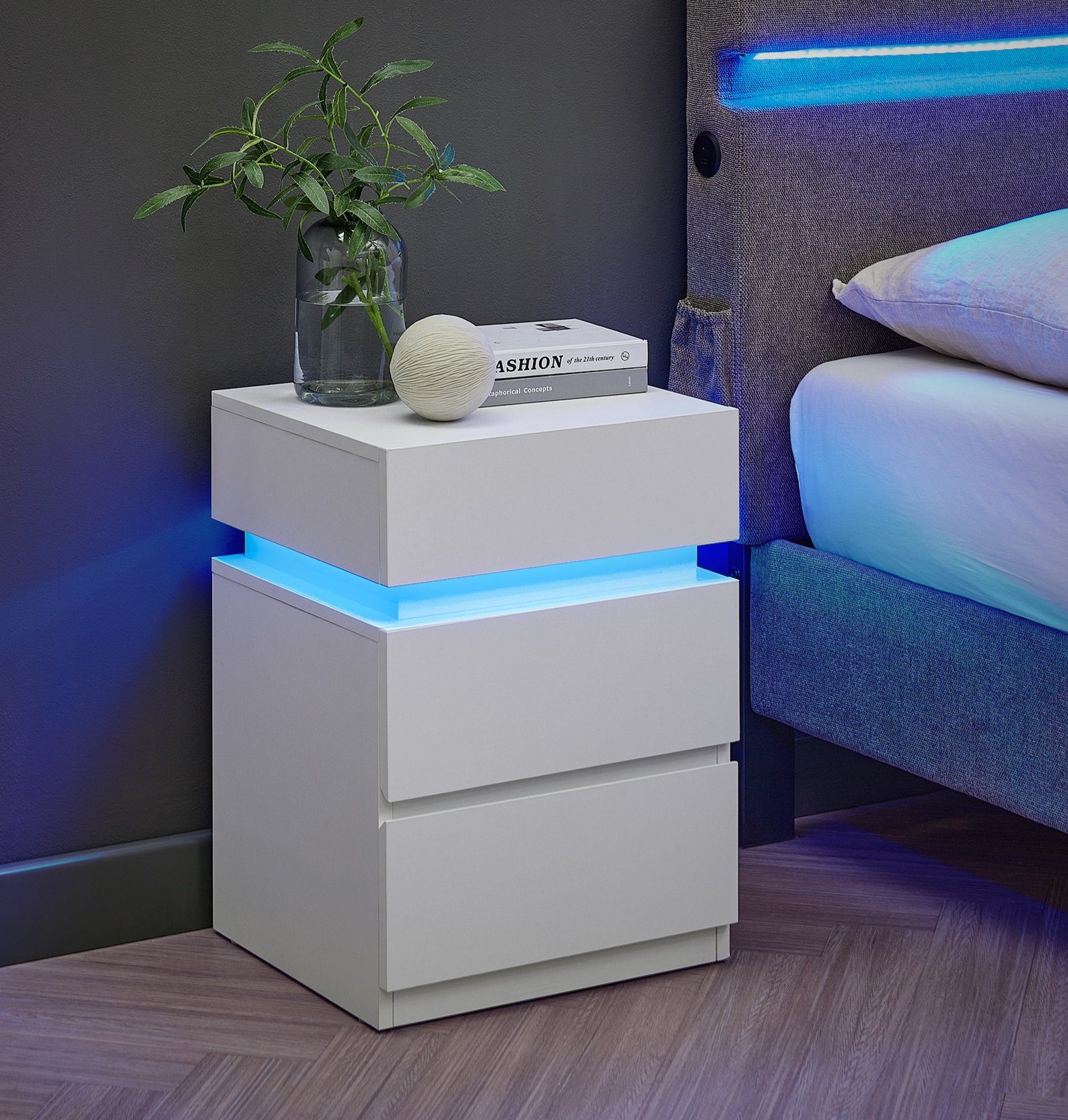 VASAGLE Nachttisch (2-St), mit LED-Beleuchtung, einstellbare Farben günstig online kaufen