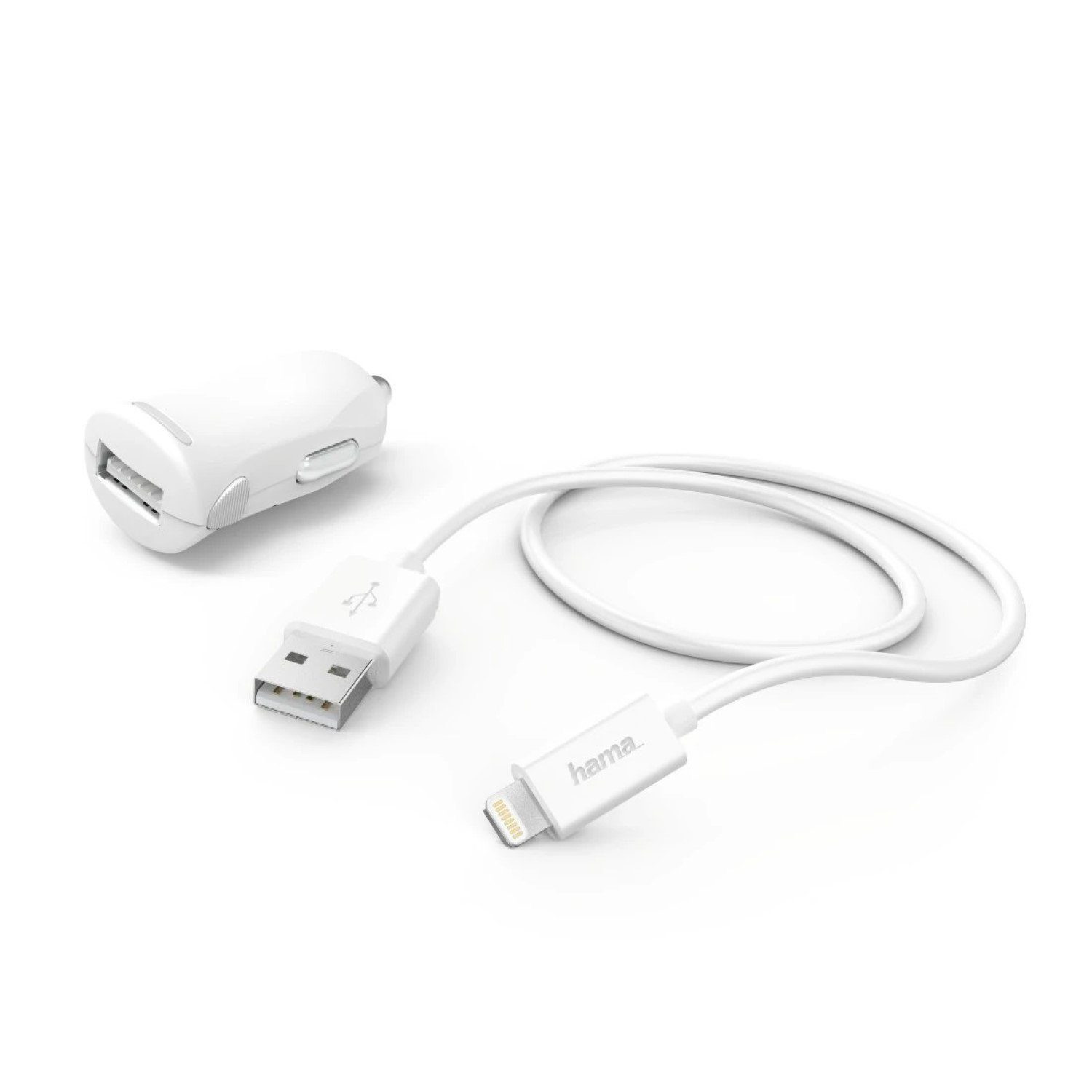 Hama KFZ Schnell-Ladekabel Lightning 2,4A 12W Smartphone-Ladegerät (MFI lizenziert USB Lade-Adapter Auto Ladegerät Schnellladung)