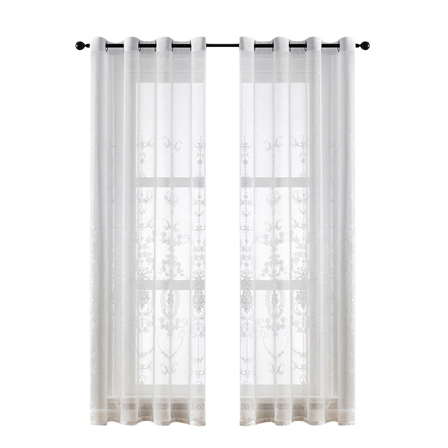 BYSURE Vorhang Blumen Stickerei Vorhänge (2 St), Ösen, transparent, Voile, günstig online kaufen