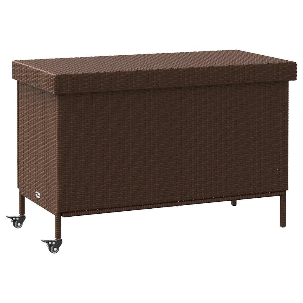 vidaXL Auflagenbox 110 x 55 x 73 cm Kissentruhe Auflagenbox Gartentruhe mit Rollen Braun