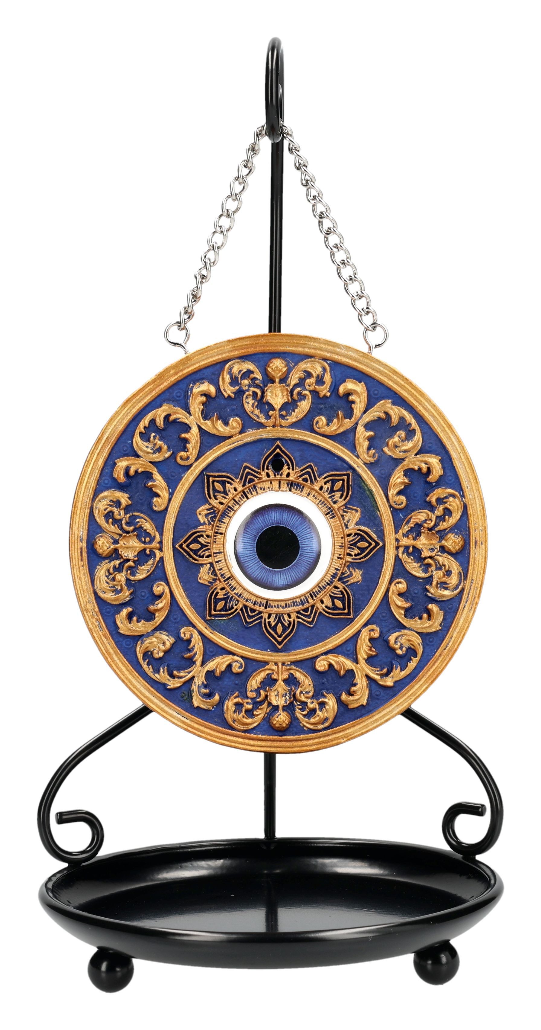 Figuren Shop GmbH Räuchermännchen Evil Eye Räucherkegelhalter – Nazar Schutzsymbol Backflow Deko 24 cm