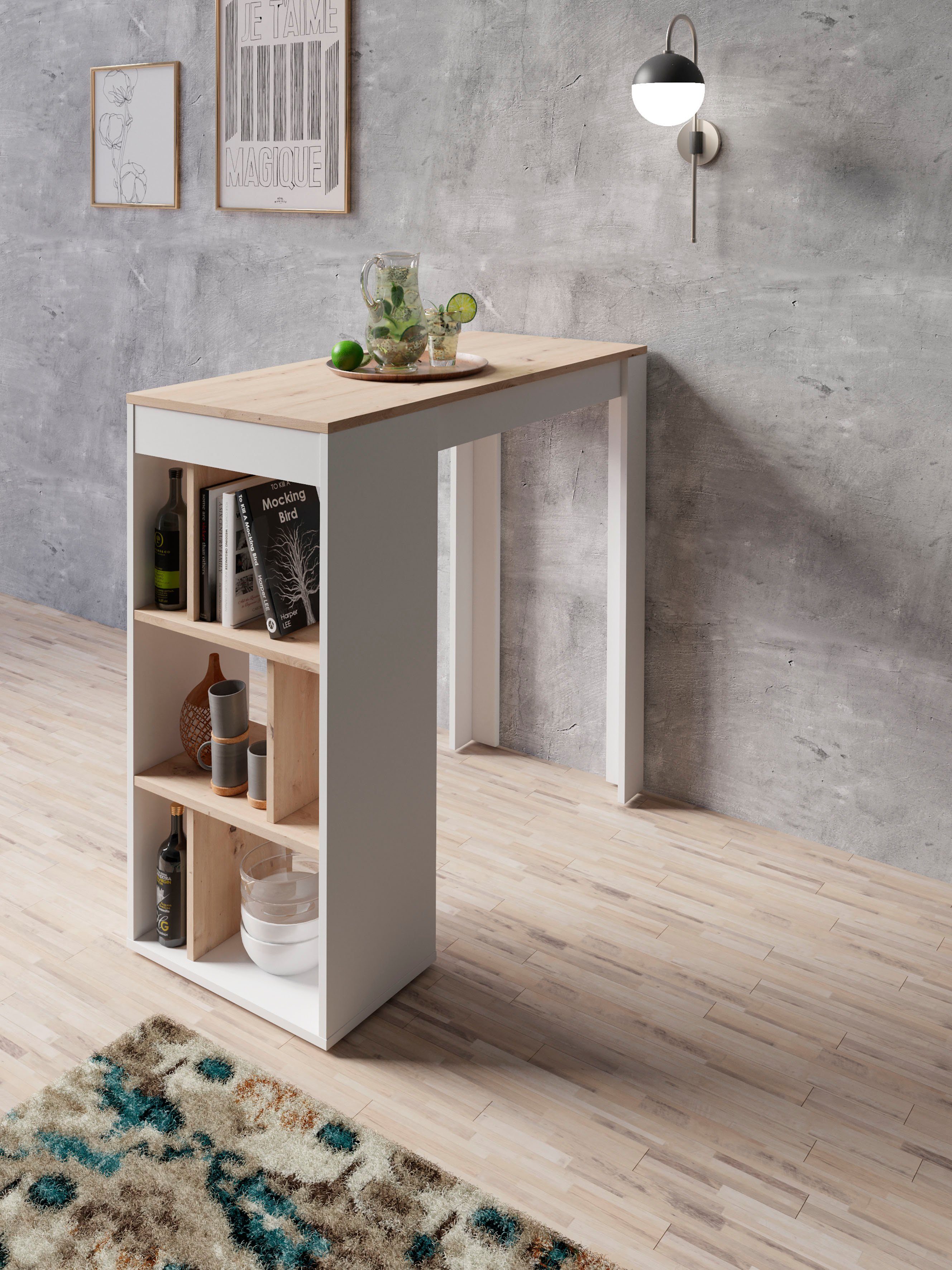 byLIVING Bartisch Moby, Breite 110 cm, Regalfächer, in verschiedenen Ausfüh günstig online kaufen