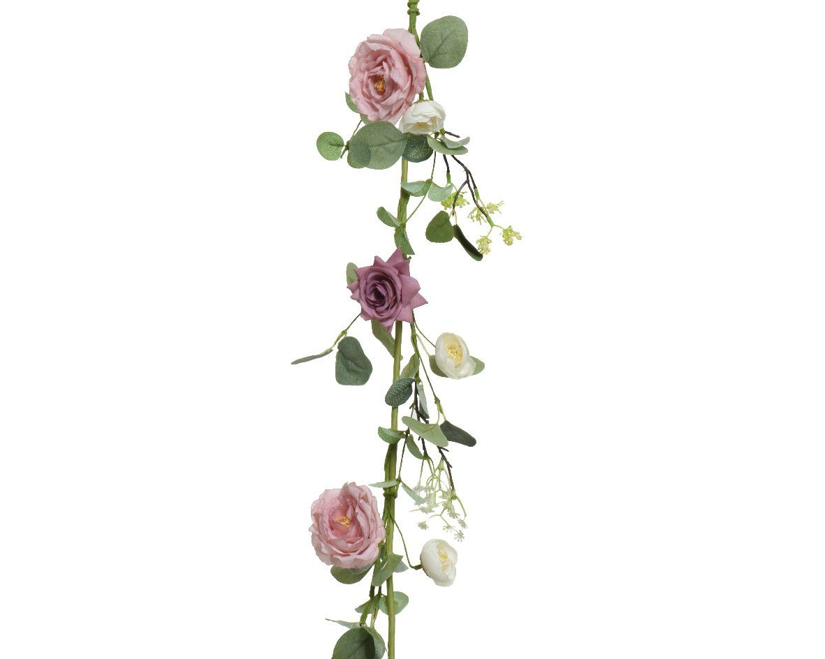 Rosen Kunstblumen 150cm season decorations, Girlande rosa Kunstblume, Decoris