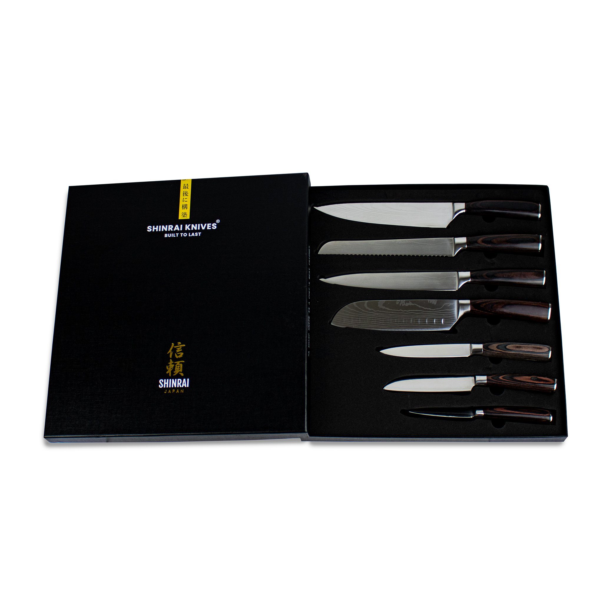 Set - Handgefertigt Japanisches 7-teiliges ins Messer-Set Detail Küchenmesser Messer, Japan Shinrai bis