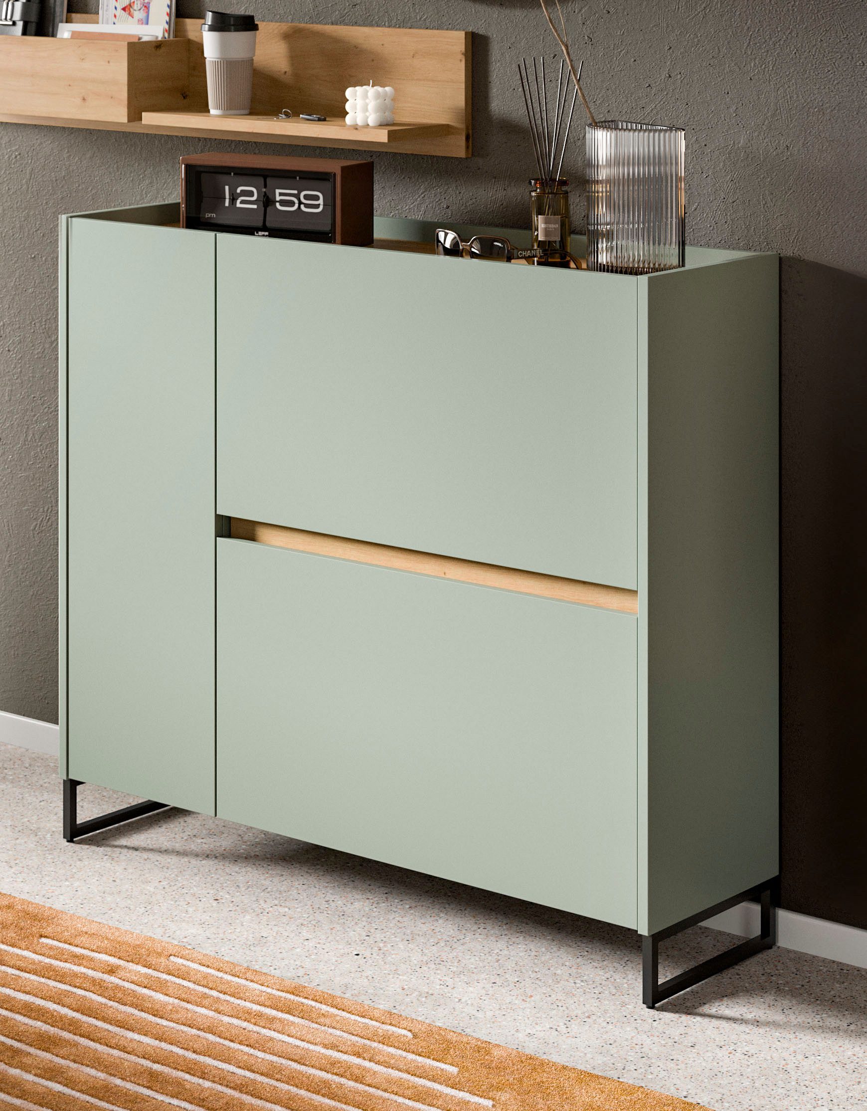 INOSIGN Schuhschrank EVRID, Breite 110cm, 1 Tür, 2 Schuhwalzen, inkl. Metal günstig online kaufen