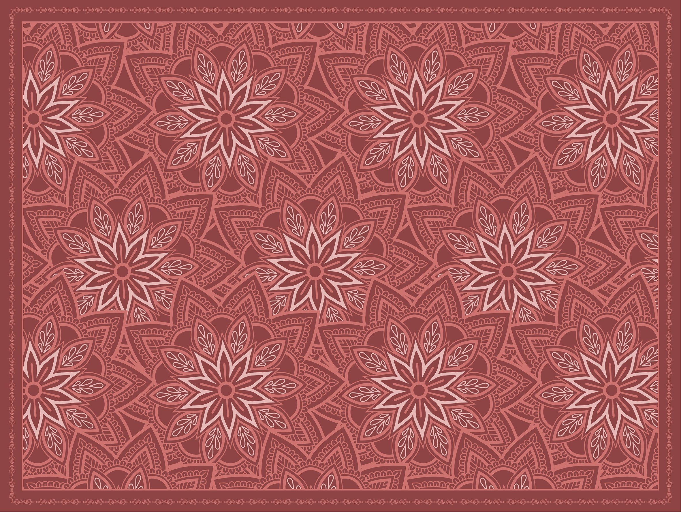 Tischsetmacher Platzset Tischset, Platzset abwaschbar - Weinrote Mandalas - 4 Stück aus erstklassigem Vinyl (Kunststoff) 40 x 30 cm, (4-St)
