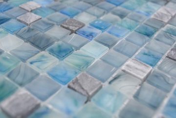 Mosani Mosaikfliesen Naturstein Glasmosaik Mosaikfliesen grün blau grau