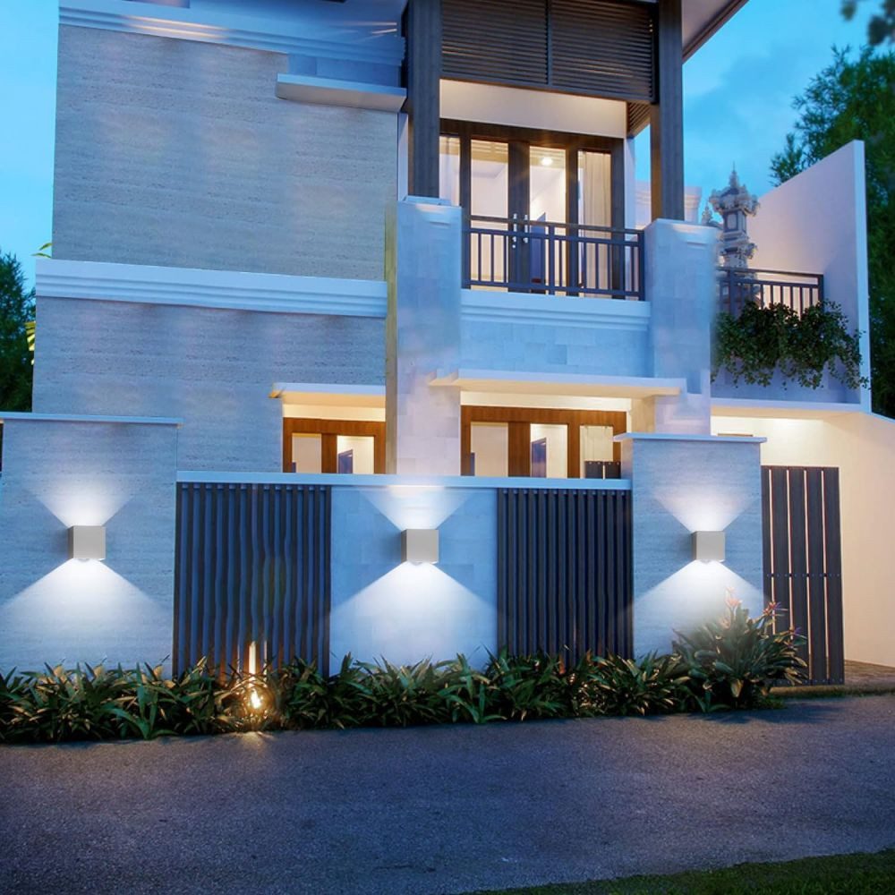 PRIISF Außen-Wandleuchte Cube Würfel LED Wandlampe Up Down Wandstrahler Gartenleuchte Flurlampe, Verstellbarer, IP65 Wasserdicht, mit Bewegungsmelder, Modern Wandbeleuchtung Innen Aussenwandleuchte Strahler Licht