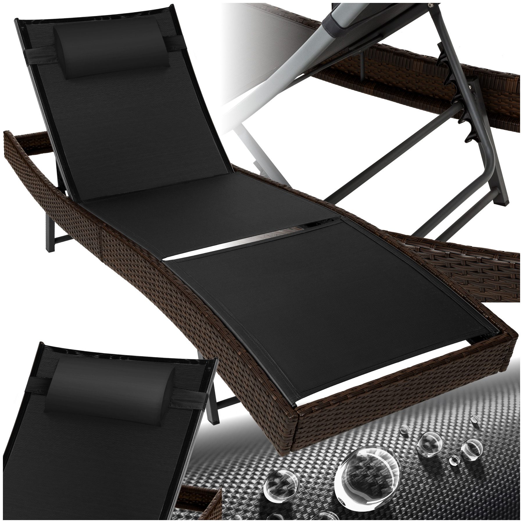 tectake Gartenliege Rattan Sonnenliege, 1 St., günstig online kaufen