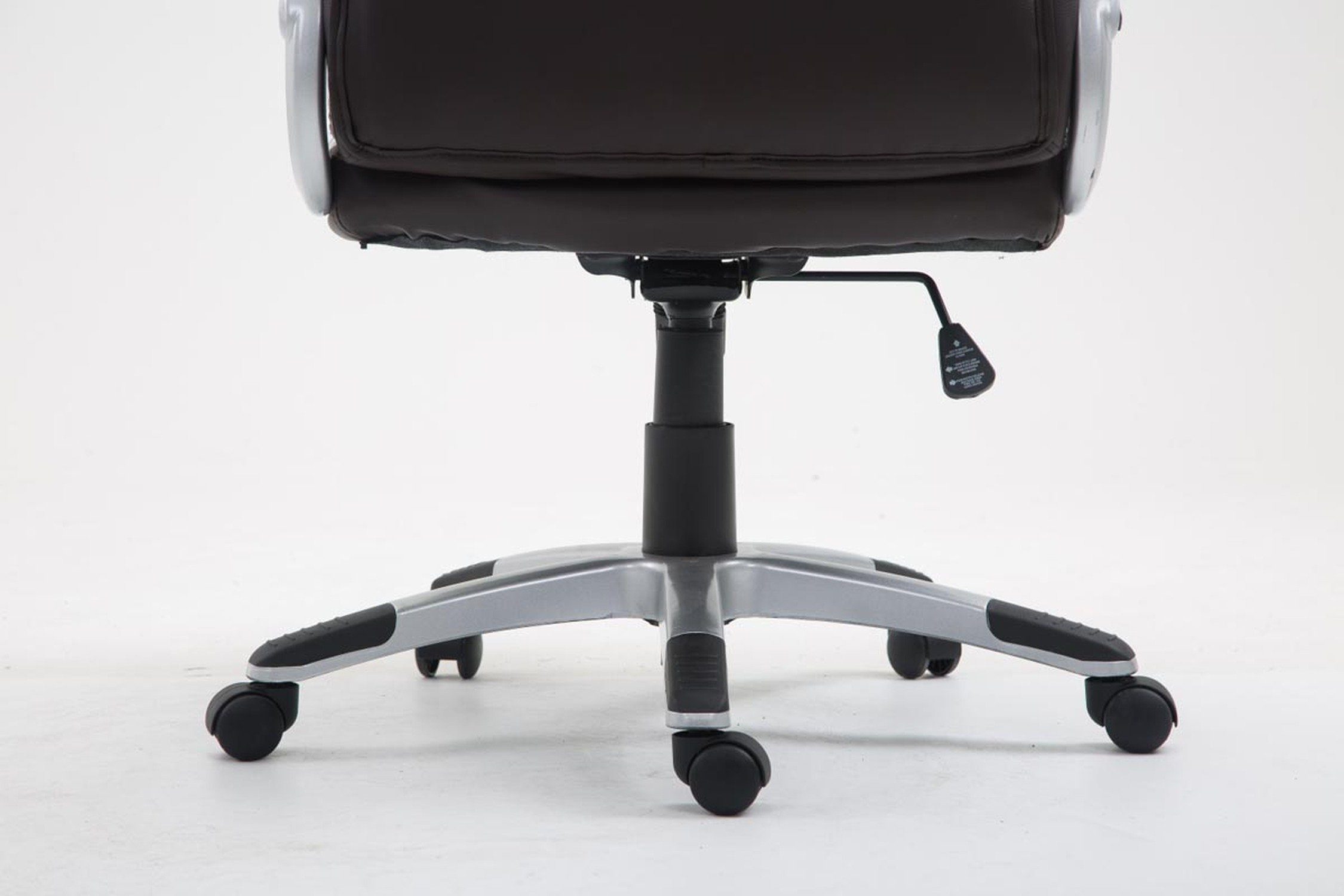 Gestell: 360° 2 drehbar silber XXL), - Chefsessel, Bürostuhl (Schreibtischstuhl, braun Rückenlehne Kunststoff Bürostuhl bequemer mit Sitz: und höhenverstellbar Drehstuhl, Kunstleder - TPFLiving Texum