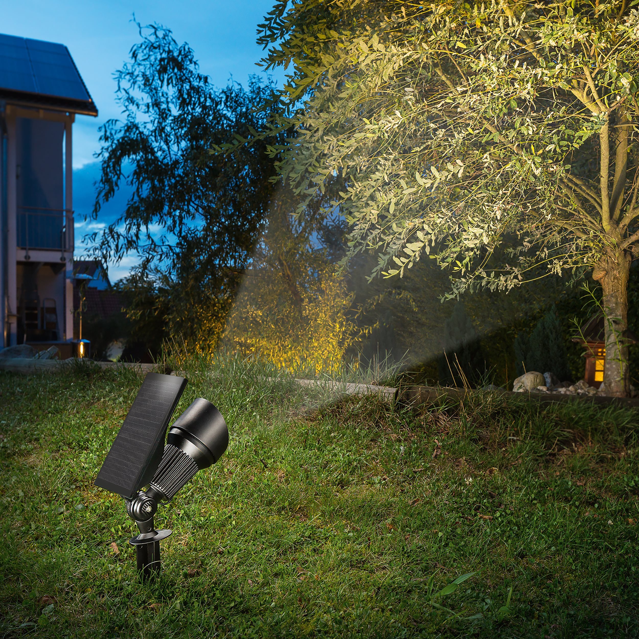esotec LED Gartenstrahler Solarspot Super Spot DUO COLOR, 6500K 2800K, Alumnium, outdoor 102546, LED fest integriert