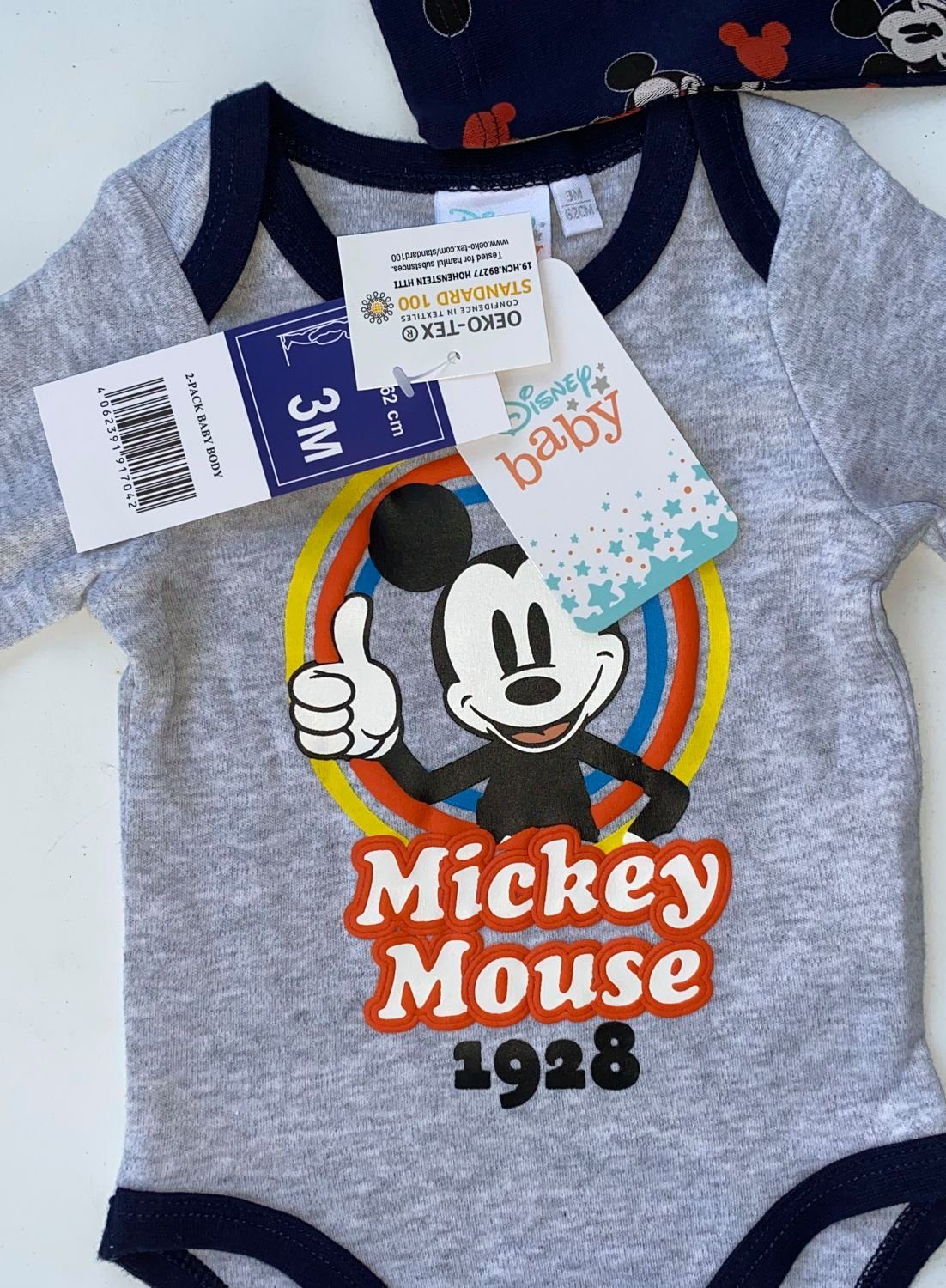 3tlg Mickey Minnie Outfit Baby Jungen Mädchen Strampler Hose Mütze Kleidung Set 