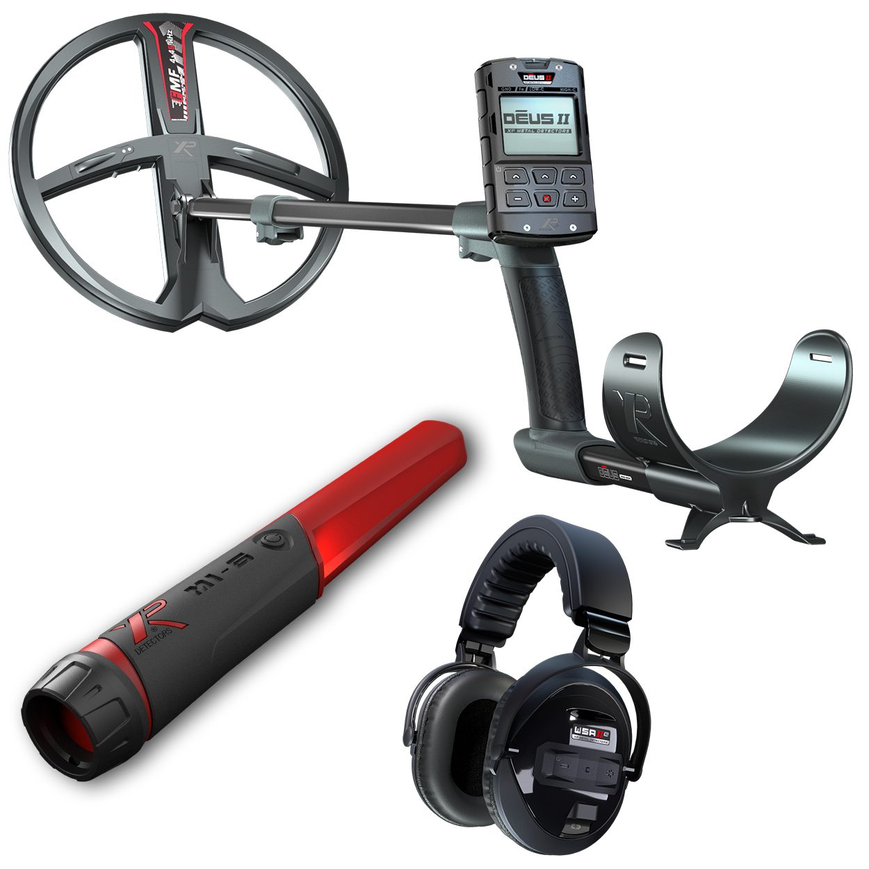 XP Metal Detectors Metalldetektor DEUS 2 II 28 FMF RC WSA II XL, 28cm Spule, WSA 2 XL Kopfhörer, Gratis Mi6 Pinpointer