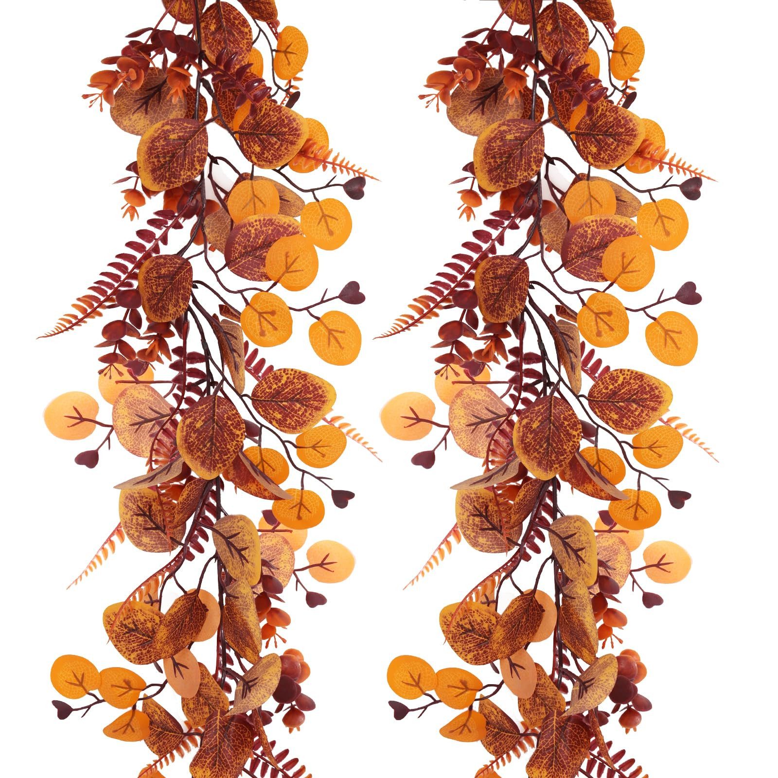 Sorvyzxn Girlande 180 cm Herbst Girlande Ahornblätter, Künstliche Ahornblätter Efeu, Herbstblätter Herbstgirlande für Erntedankfest, Halloween, Abendessen