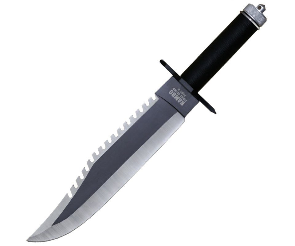 Anglo Arms Universalmesser Anglo Arms Grosses Messer Rambo 2 Deluxe mit Lederscheide, Schwarz, (2 St), Überlebens Kit im Griff