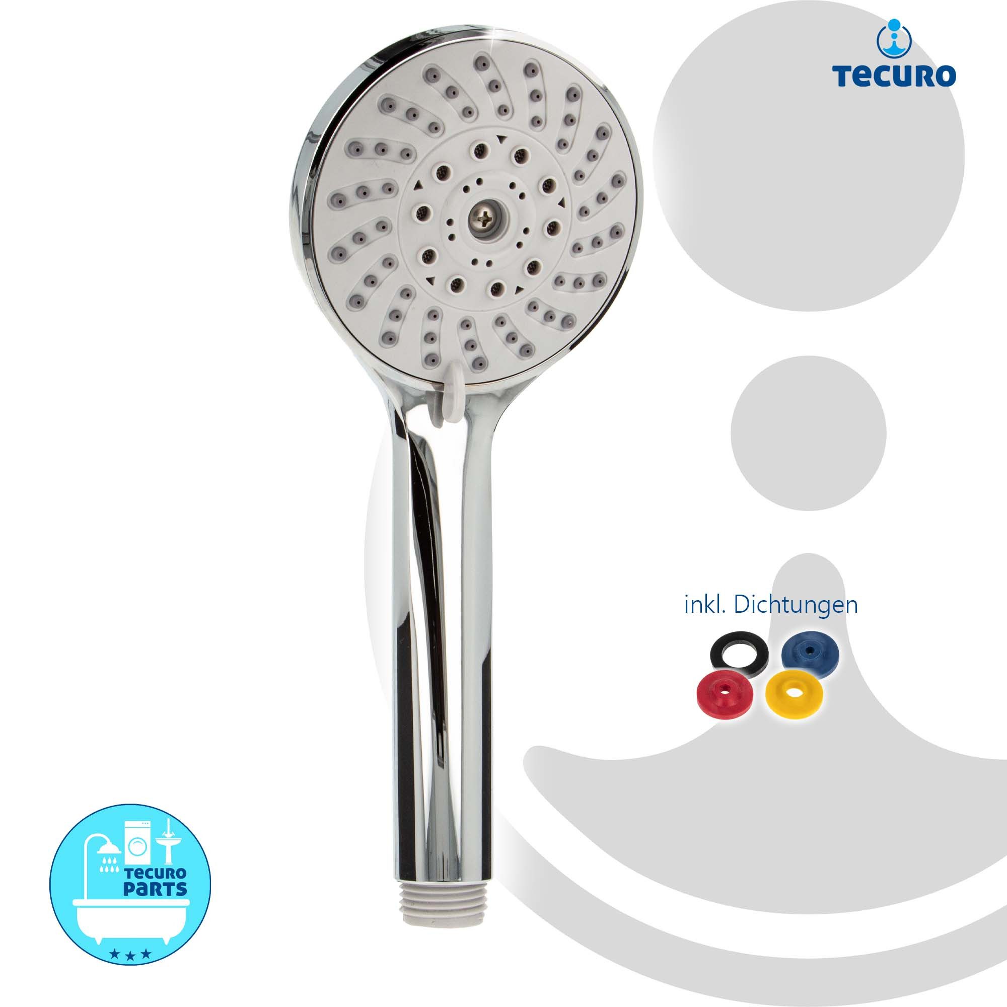 tecuro Duschbrause Handbrause ew-100 mit 5-Funktionen - Ø 100 mm mit Antika günstig online kaufen