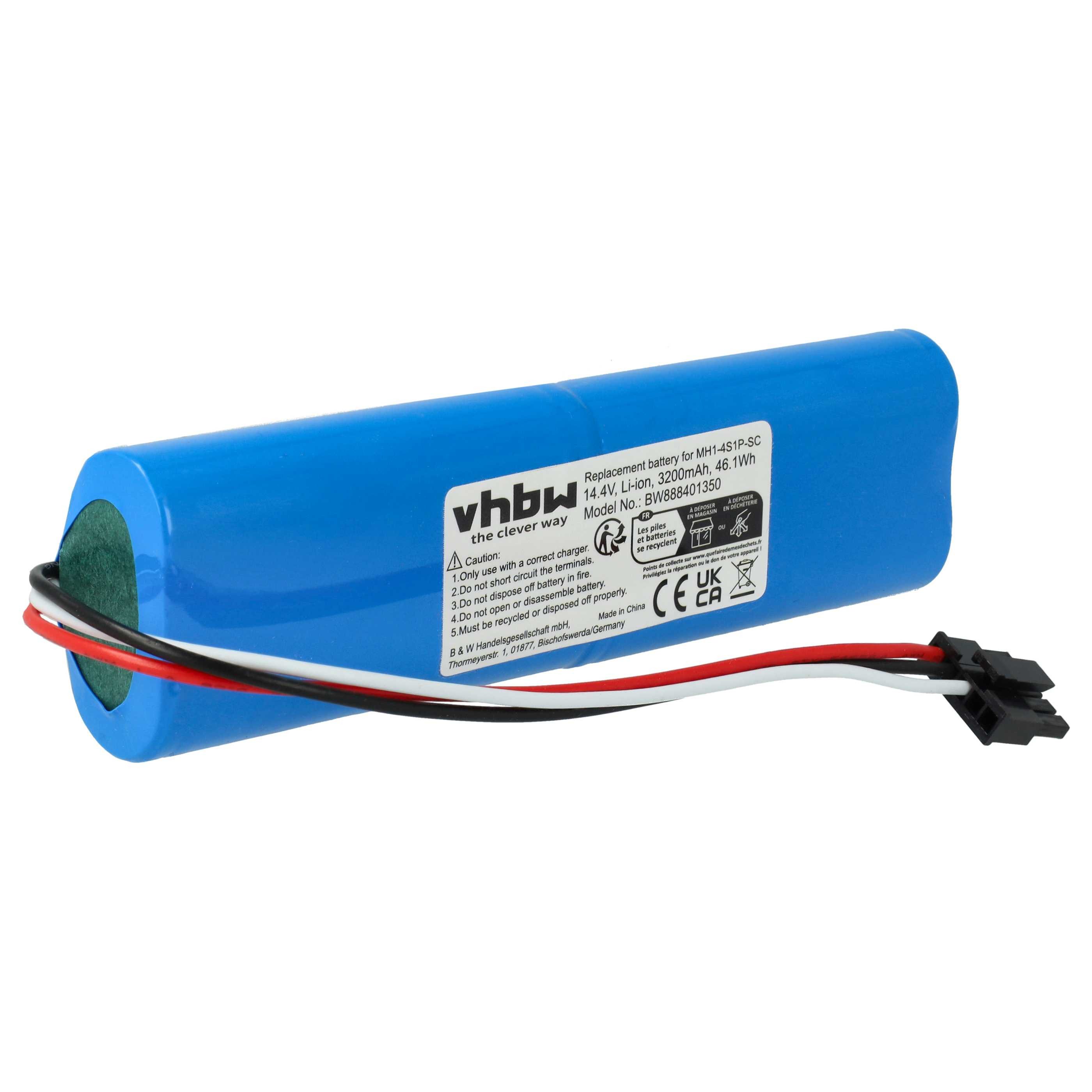 vhbw Akku passend für Viomi V-RVCLM26B, V-RVCLMB21B, V2 Pro, V3, VXVC01-JG Staubsauger-Akku Akku Li-Ion 3200 mAh (14,4 V, 1 St), Leistungsfähiger Austausch-Akku für Ihren Saugroboter
