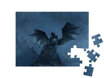 puzzleYOU Puzzle 3D Fantasy: ein aggressiver Drache auf dem Felsen, 48 Puzzleteile, puzzleYOU-Kollektionen Drache, Tiere aus Fantasy & Urzeit