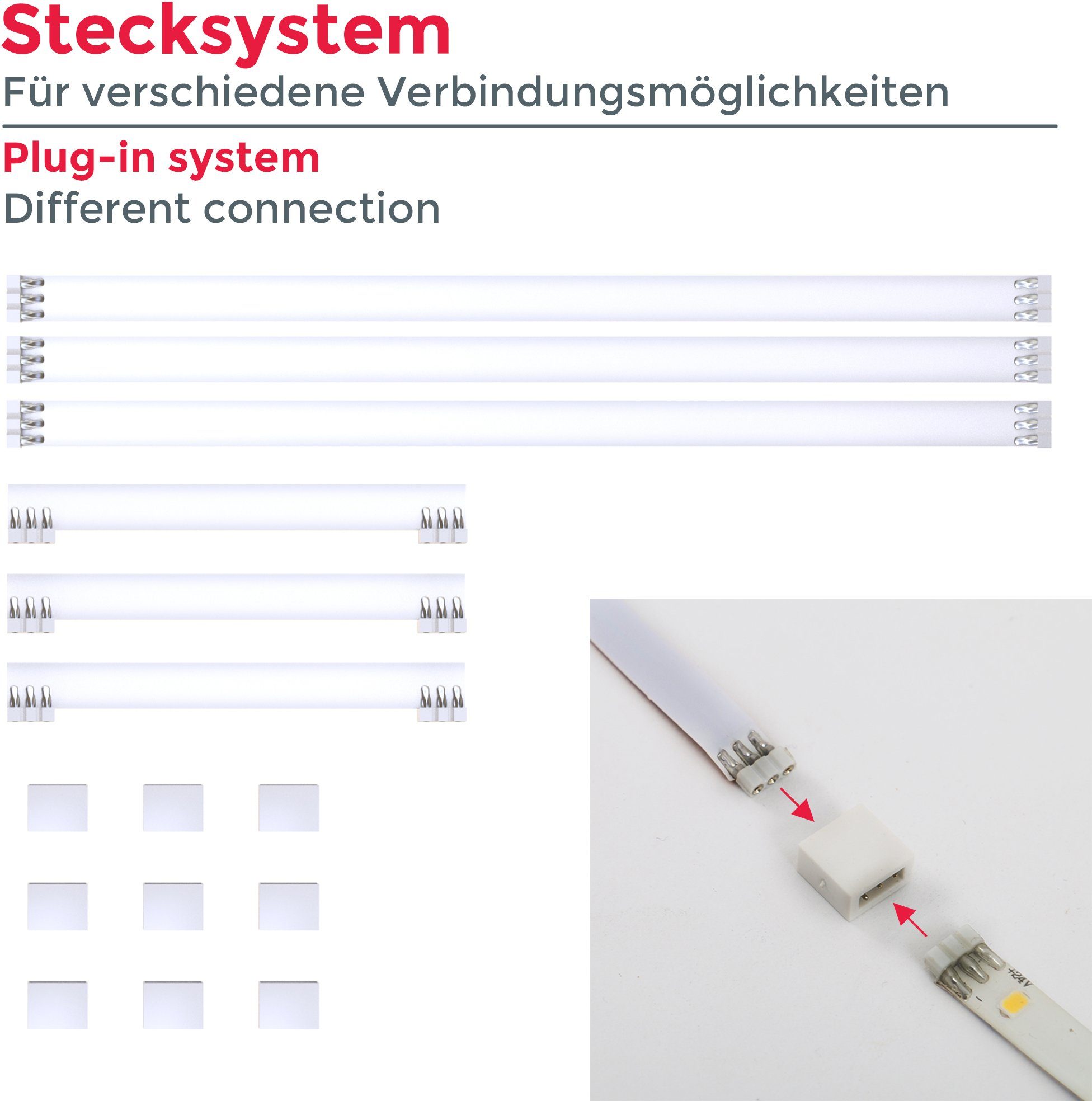 Set Streifen Band LED-Streifen Unterbauleuchte Lacerta, inkl. 4 Verbinder B.K.Licht 2m LED