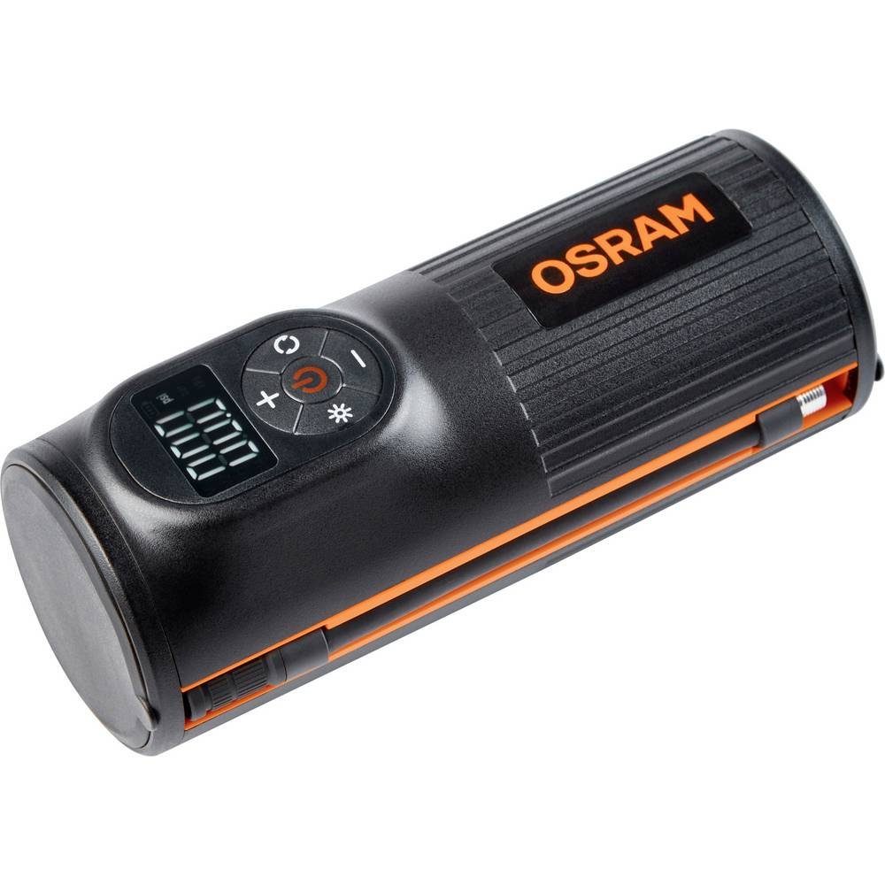 Osram Kompressor Kompakte wiederaufladbare Reifenpumpe, Aufbewahrungs-Box/-Tasche, Digitales Display, mit Arbeitslampe