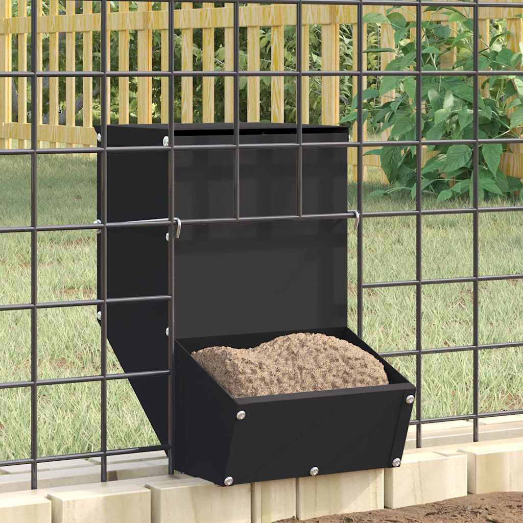 vidaXL Futterspender Kaninchenfütterer Schwarz 17,5 x 26 x 28,5 cm