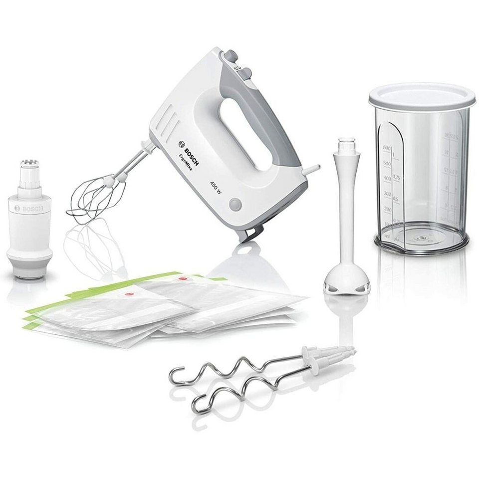 BOSCH Handmixer MFQ364V0 ErgoMixx, 450 W, mit Vakuumierfunktion, 5  Geschwindigkeitsstufen