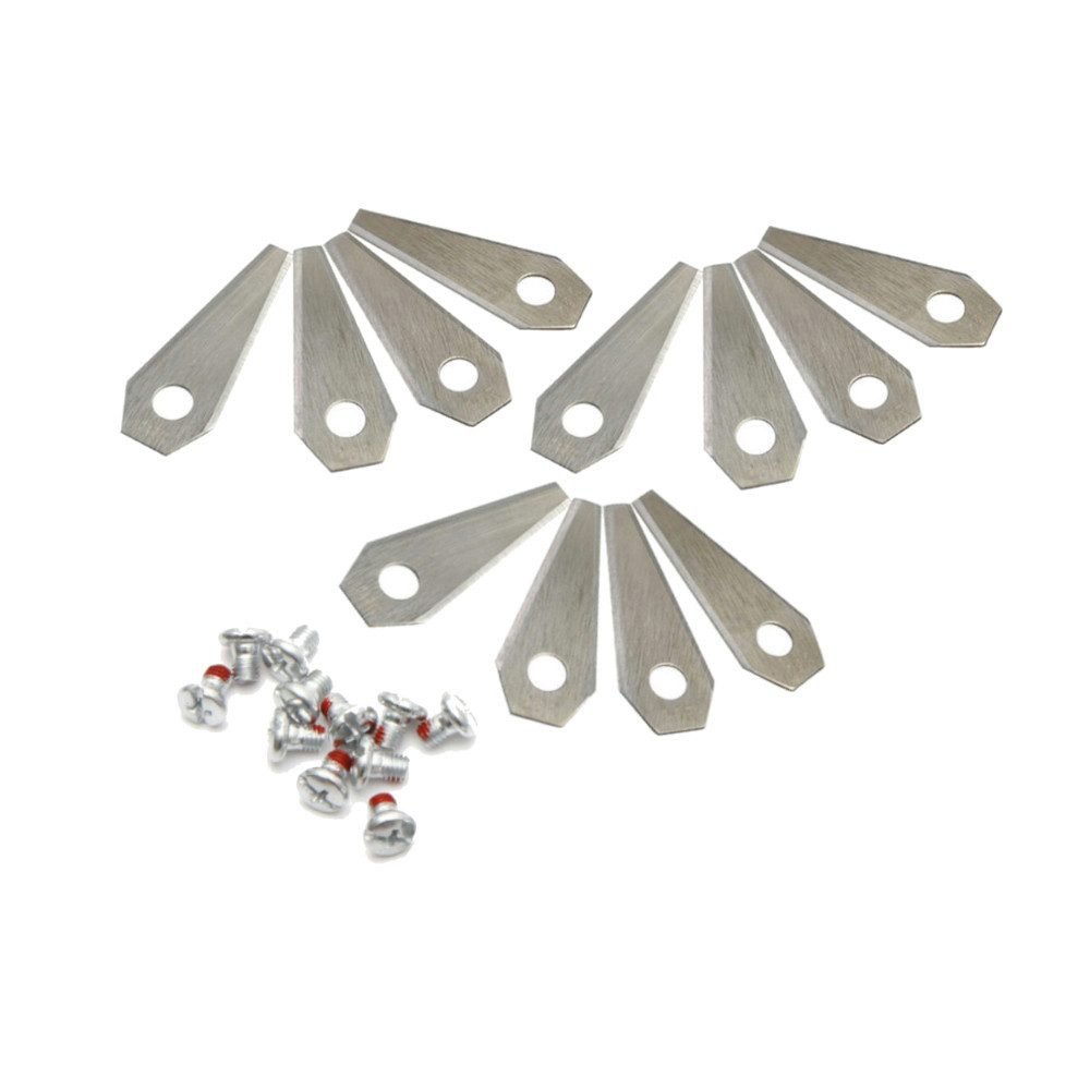 Trade-Shop Mährobotermesser Klingen (12 Stück) passend für Bosch Indego 400, S+ 400, 400 Connect, Farbe: Silber / Material: Edelstahl / beidseitig scharf / Länge: 49mm
