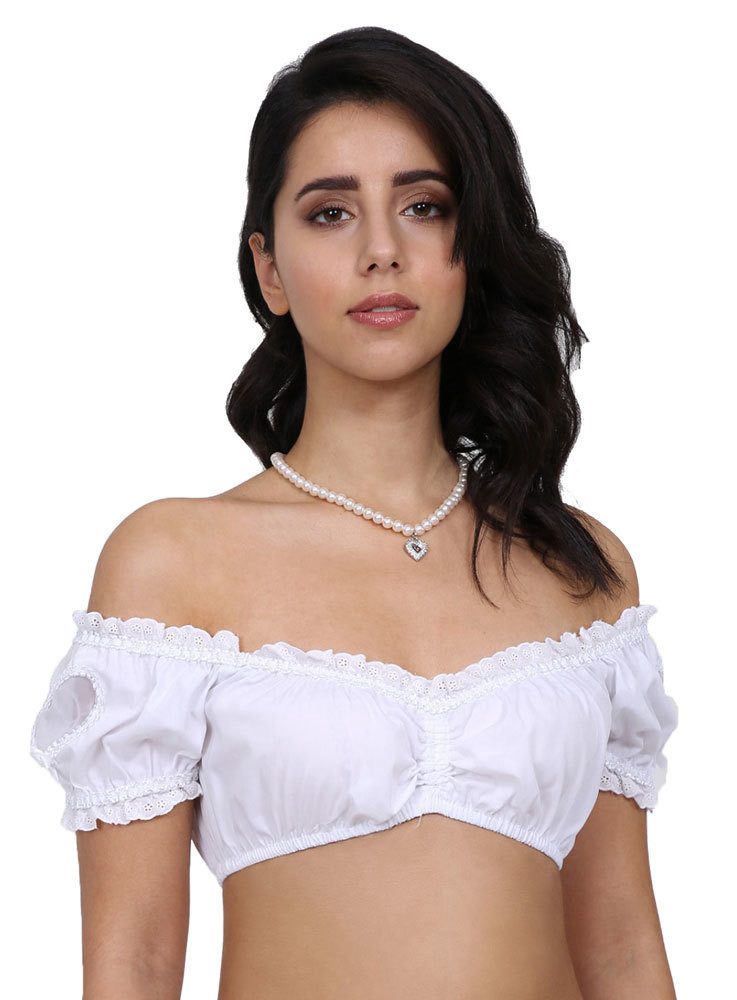 Dirndlbluse Krüger MADL Dirndlbluse Herzenssache Weiß