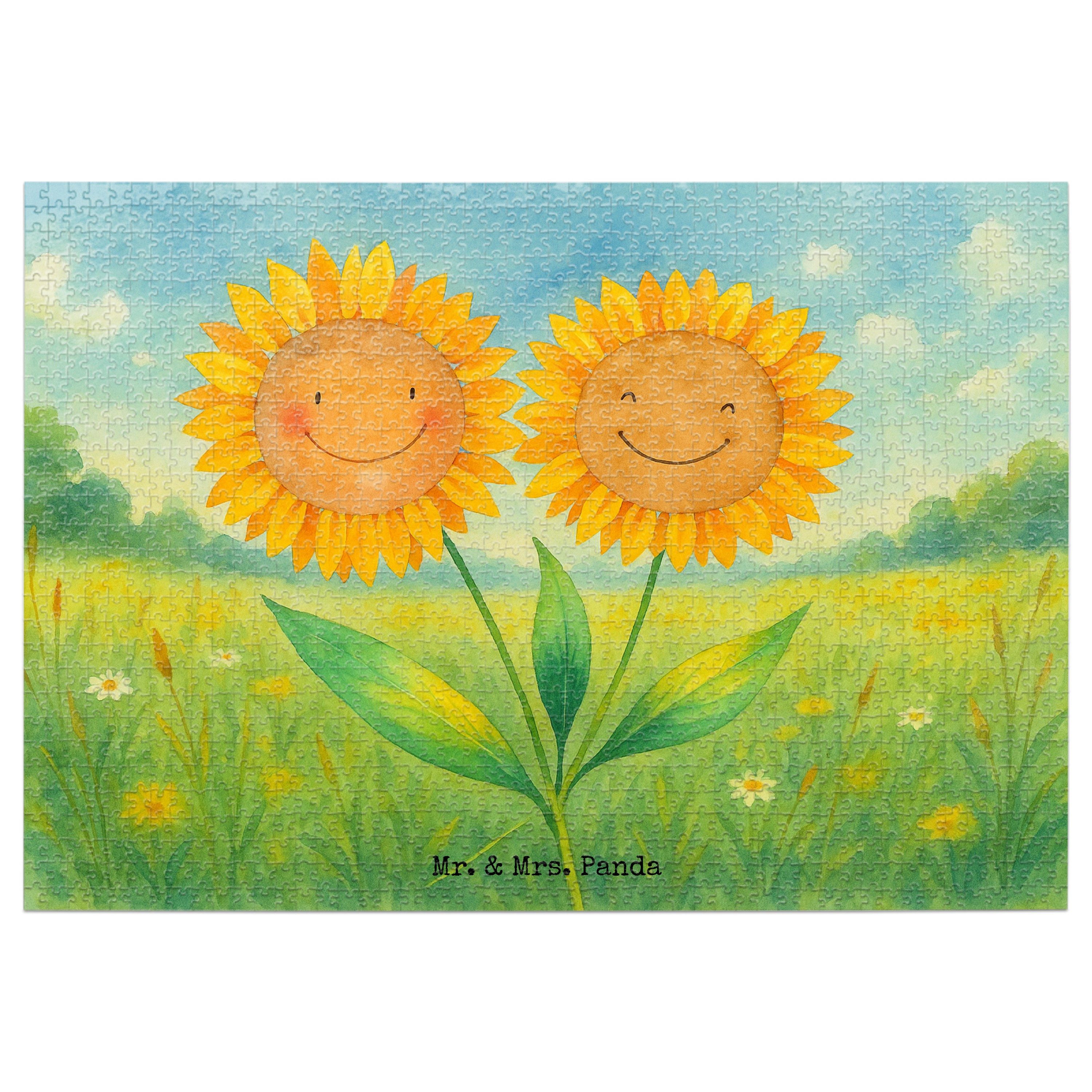 Mr. & Mrs. Panda Puzzle Blume Sonnenblume Design, Puzzle 1500 Teile, Weiß, Best Friends, Gart, 1500 Puzzleteile, Freundin 1000 Teile Puzzle Sonnenblume