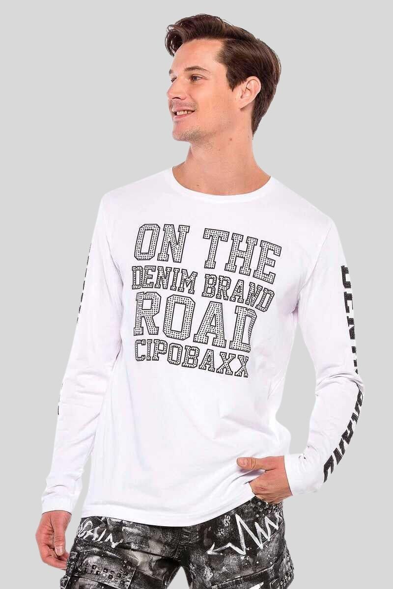 Cipo & Baxx T-Shirt Langarmshirt mit coolen Ziersteinen günstig online kaufen
