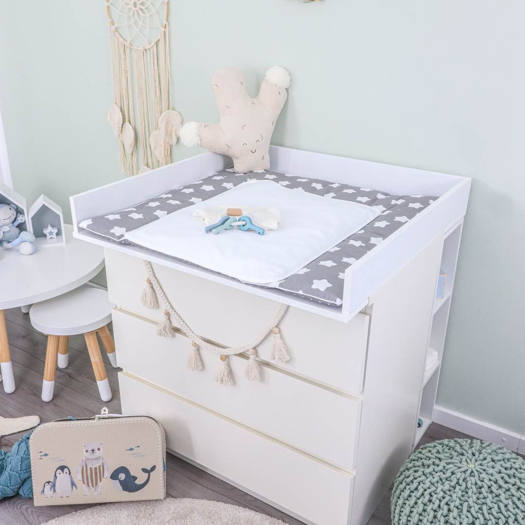 Puckdaddy GmbH Wickelaufsatz Espen (80x11x78cm) für IKEA Malm Kommoden, Wickelaufsatz für IKEA Malm Kommode