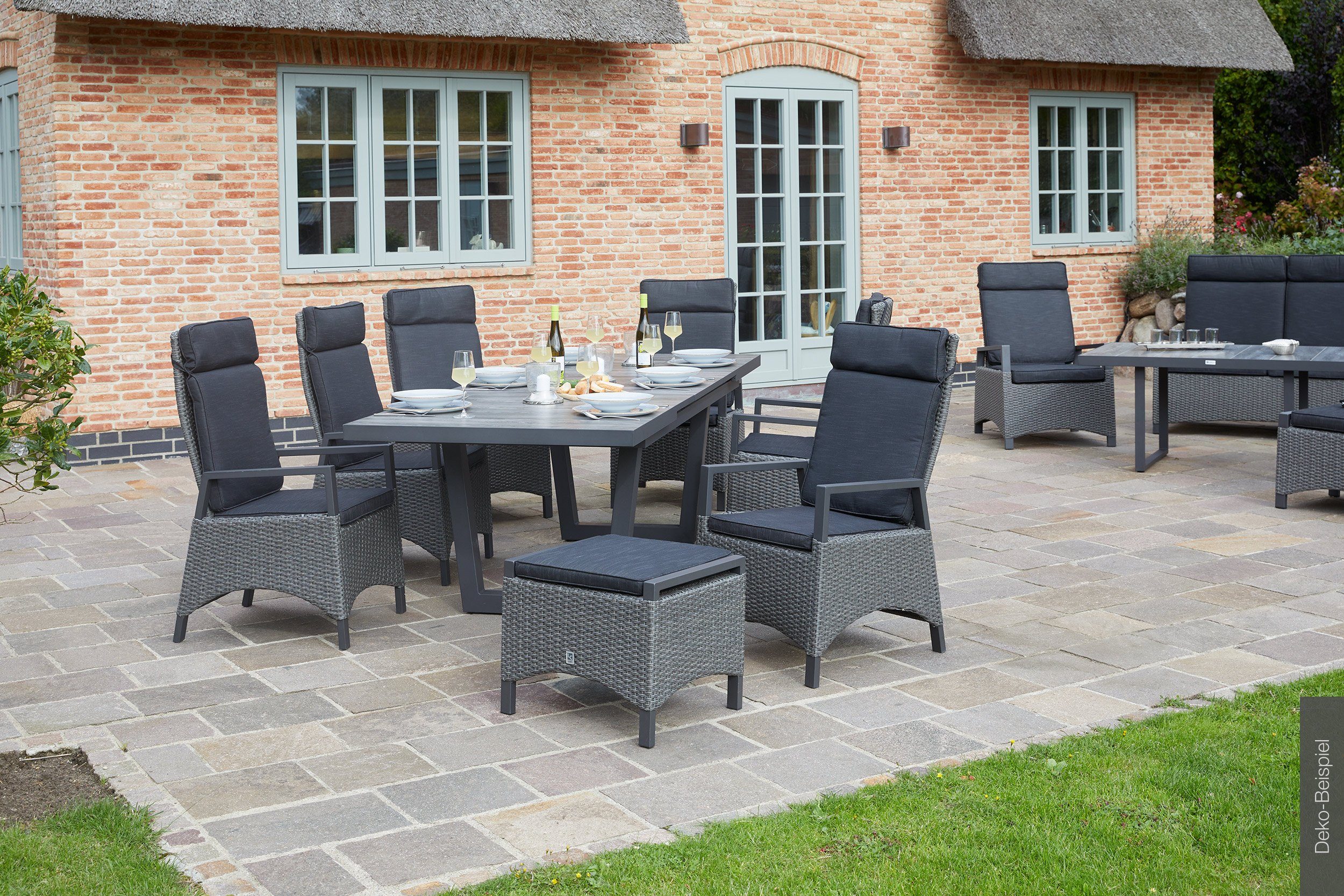 LC Garden Garten-Essgruppe Keramo Dining Set XII Sitzgruppe Gartenset grau-mix, (6-tlg)