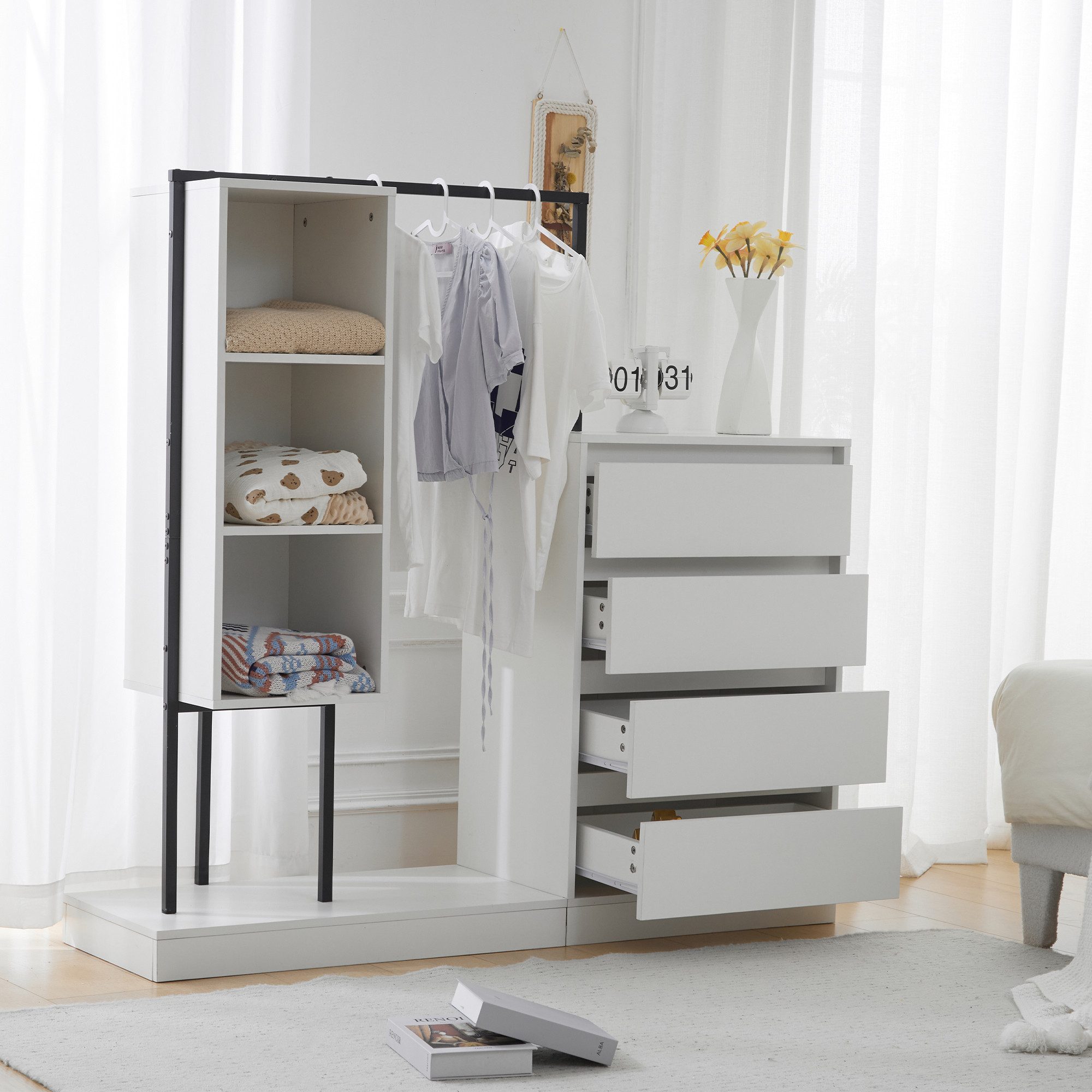 MODFU Garderoben-Set mit mehrere Stauraumzonen, (Schubladenschrank, günstig online kaufen
