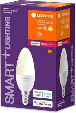 Ledvance LED-Leuchtmittel SMARTEplus ZigBee E14 LED Lampe, Leuchte, Licht, Glühlampe 3er, E14, 3 St., warmweiß, dimmbar, Direkt kompatibel mit Echo Plus und Echo Show (2. Gen)