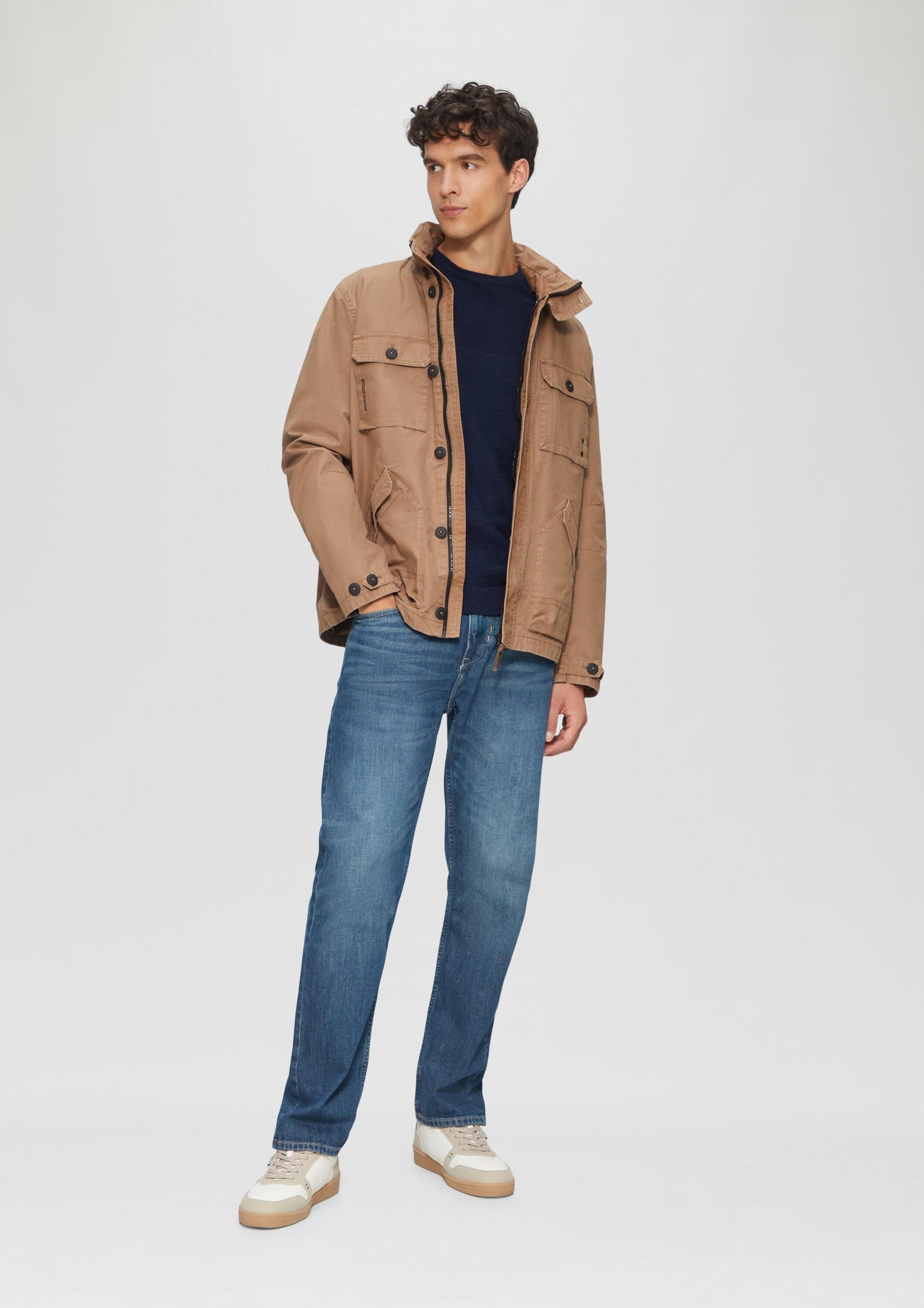 s.Oliver Longpullover Strickpullover Raglan-Strickpullover mit Flammgarnstruktur