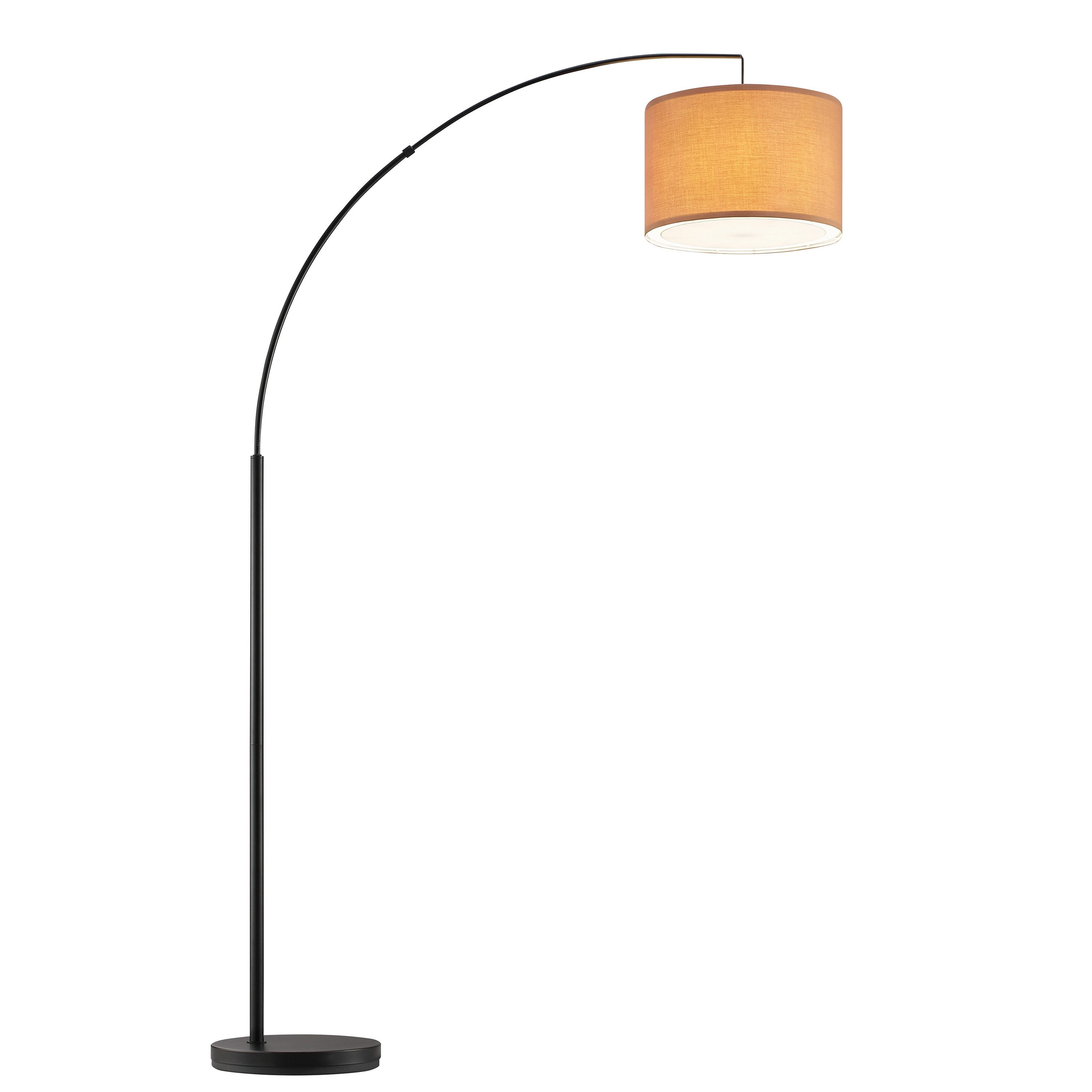 OTTO home Stehlampe Stellan, Ein-/Ausschalter, ohne Leuchtmittel, Bogenlampe Textilschirm Stoff Ø 36cm, E27, Fußschalter, Bogenleuchte