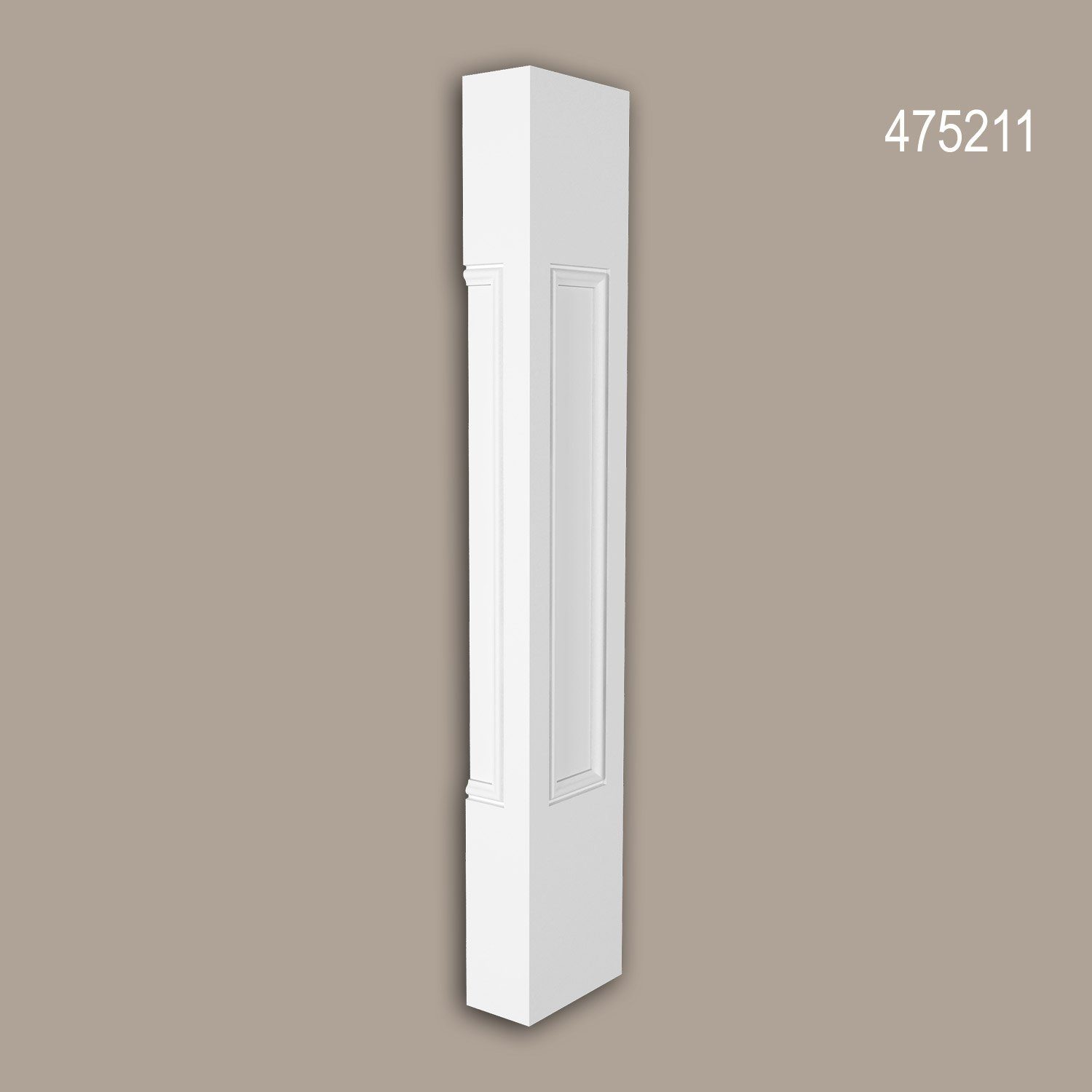 Profhome Wanddekoobjekt 475211 (Halbbalustrade Eckpfosten, 1 St., Außenstuck, Balustrade, Fassadenelement), weiß, vorgrundiert, für Fassadendekoration, Stil: Neo-Klassizismus