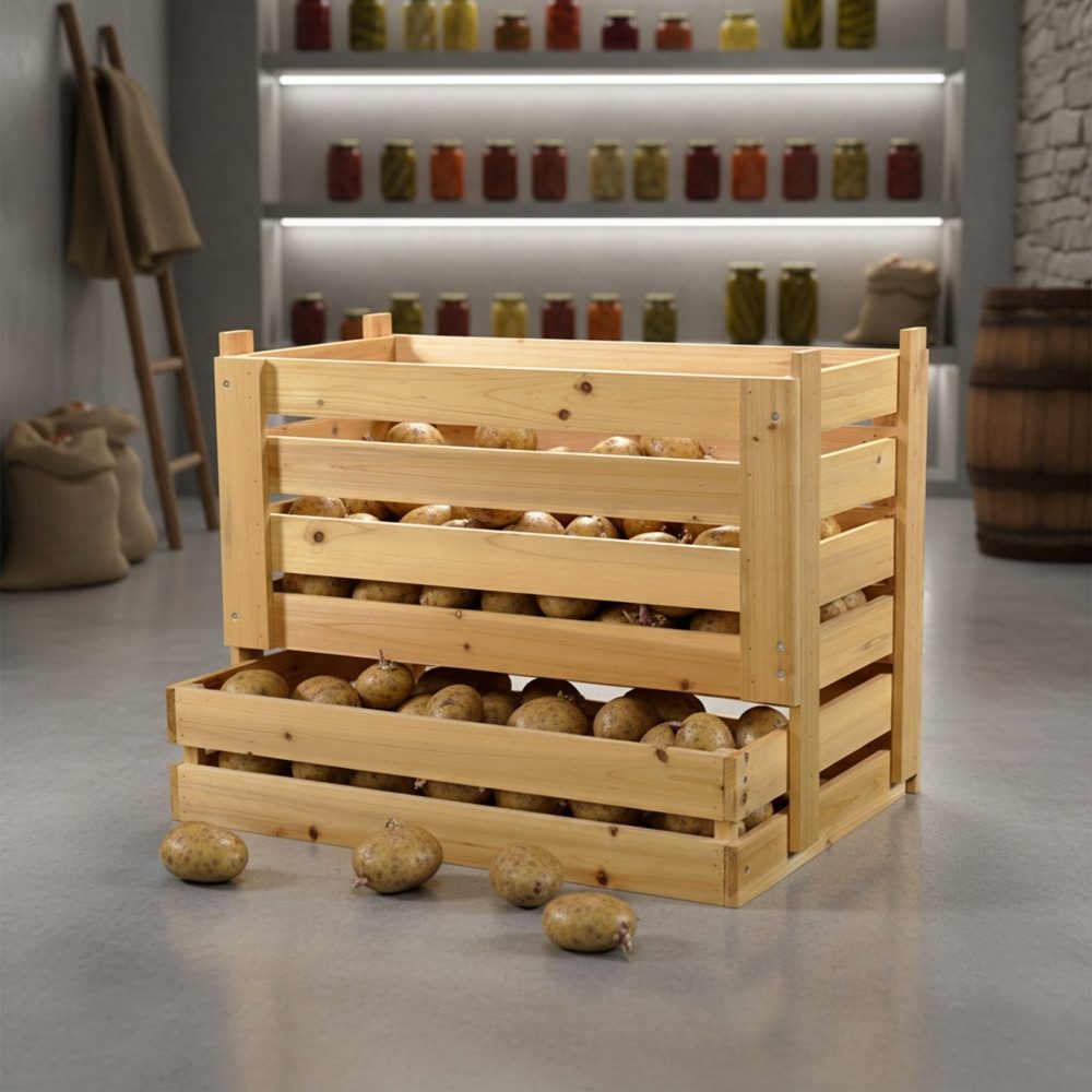 Melko Holzkiste Vorratskiste Kartoffelkiste Universalkiste aus Holz Aufbewahrungskiste (Stück), Individuell lackierbar
