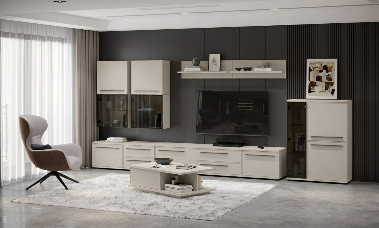 OTTO home Hängevitrine Opera, Wandschrank, Schwebendes Design für modernen Wohnraum UV lackiert, Soft Close Funktion, Wandmontiert