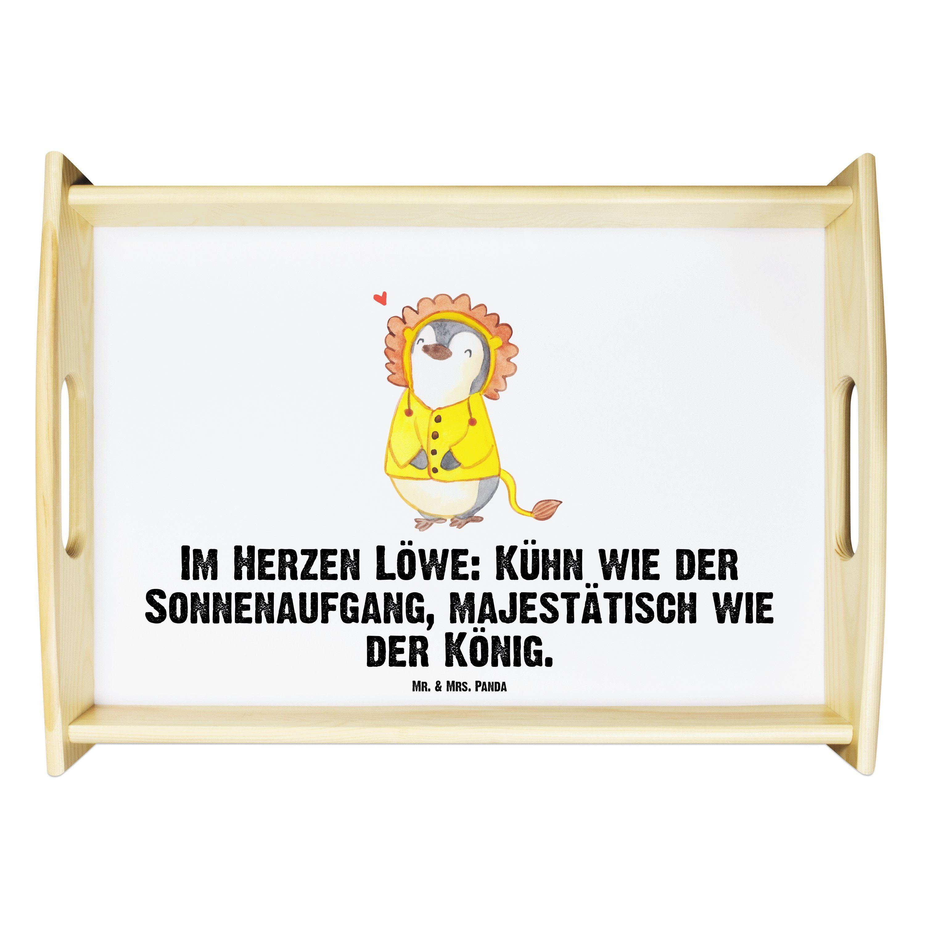 lasiert, Löwe Geburtstag, Weiß Mrs. (1-tlg) & Geschenkidee Panda Echtholz - - Mr. Tablett Astrologie Stern, zum Geschenk,