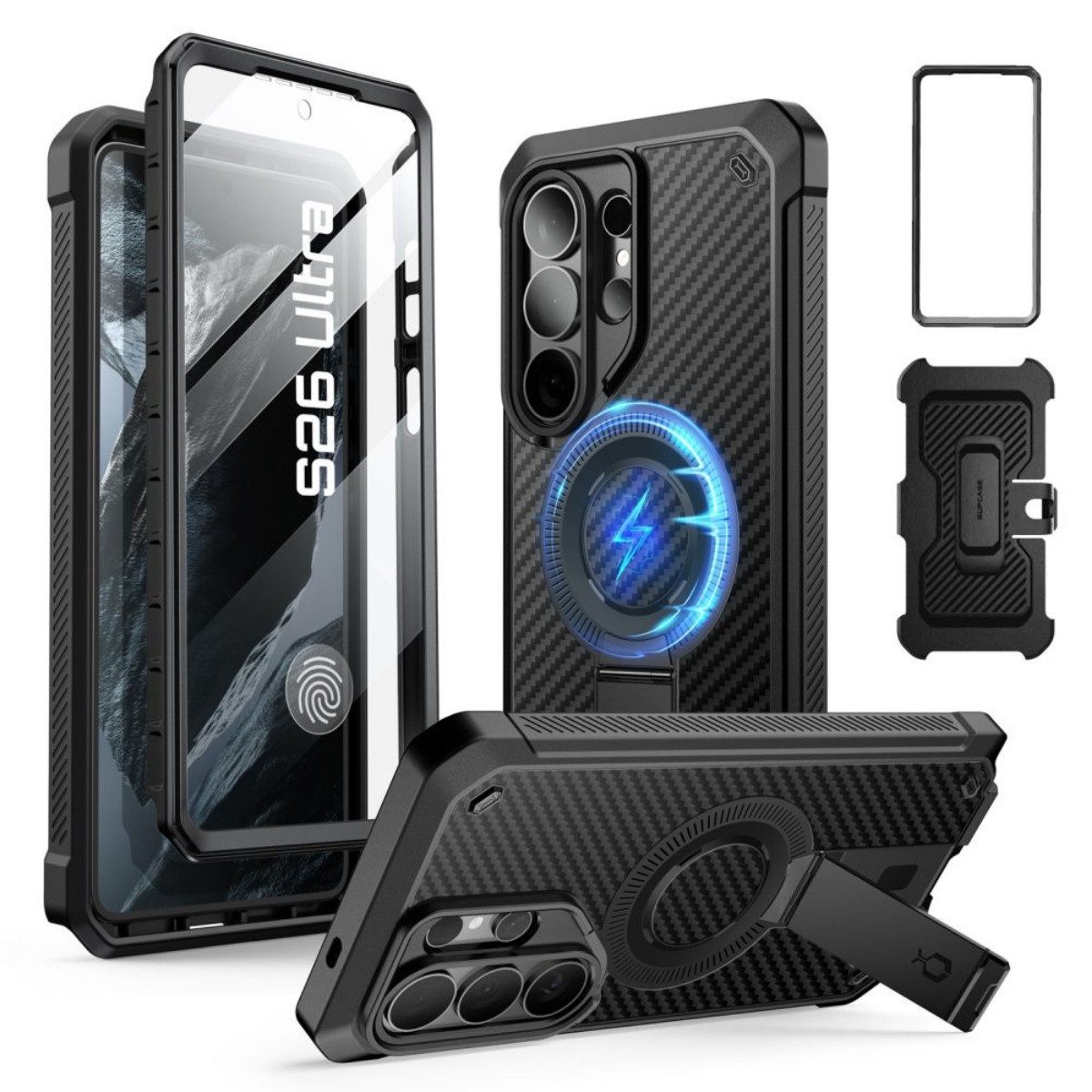 Supcase Schutz-Set Unicorn Beetle Pro Mag Hülle + Blende Set für Samsung Galaxy S26 Ultra 6,9 Zoll, Aramidfaser-Oberfläche verbindet edle Optik mit hoher Widerstandskraft