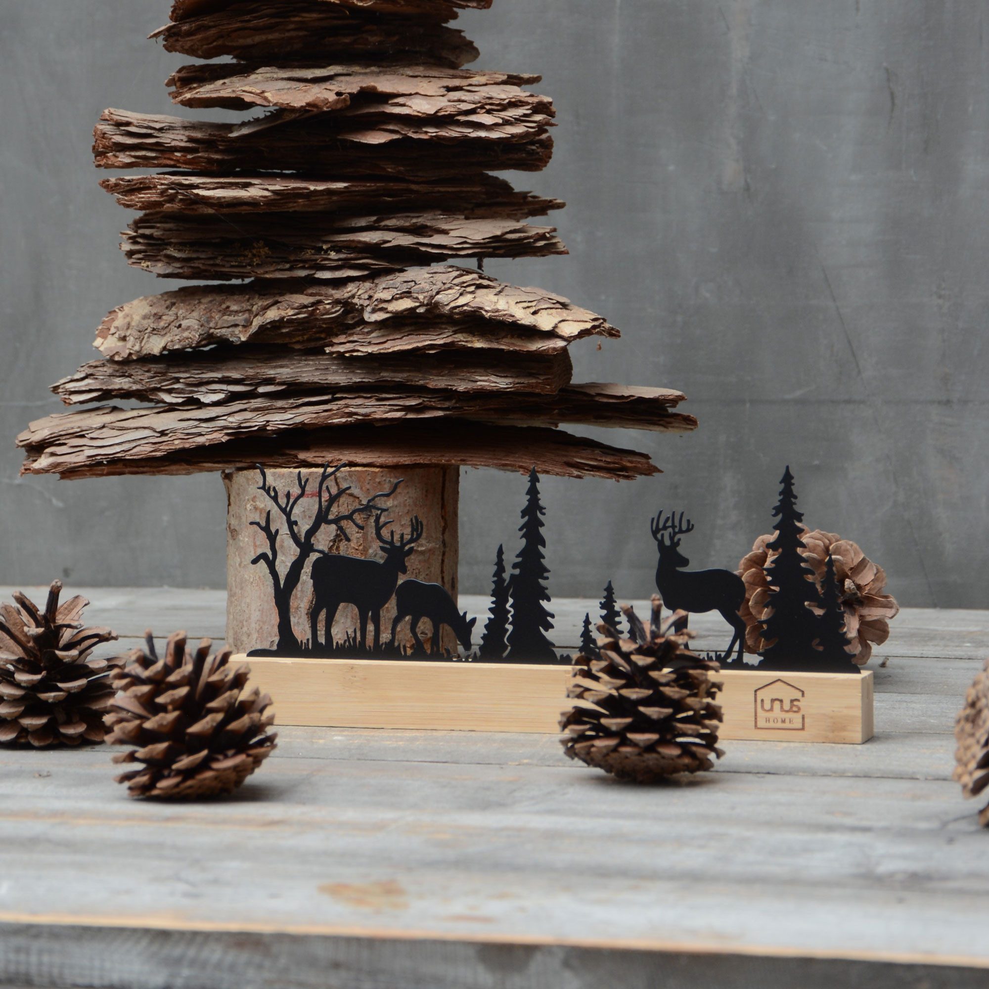 UNUS HOME Dekofigur Aufsteller Wald Silhouette 3 Hirsche (schwarz), Wald-Si günstig online kaufen