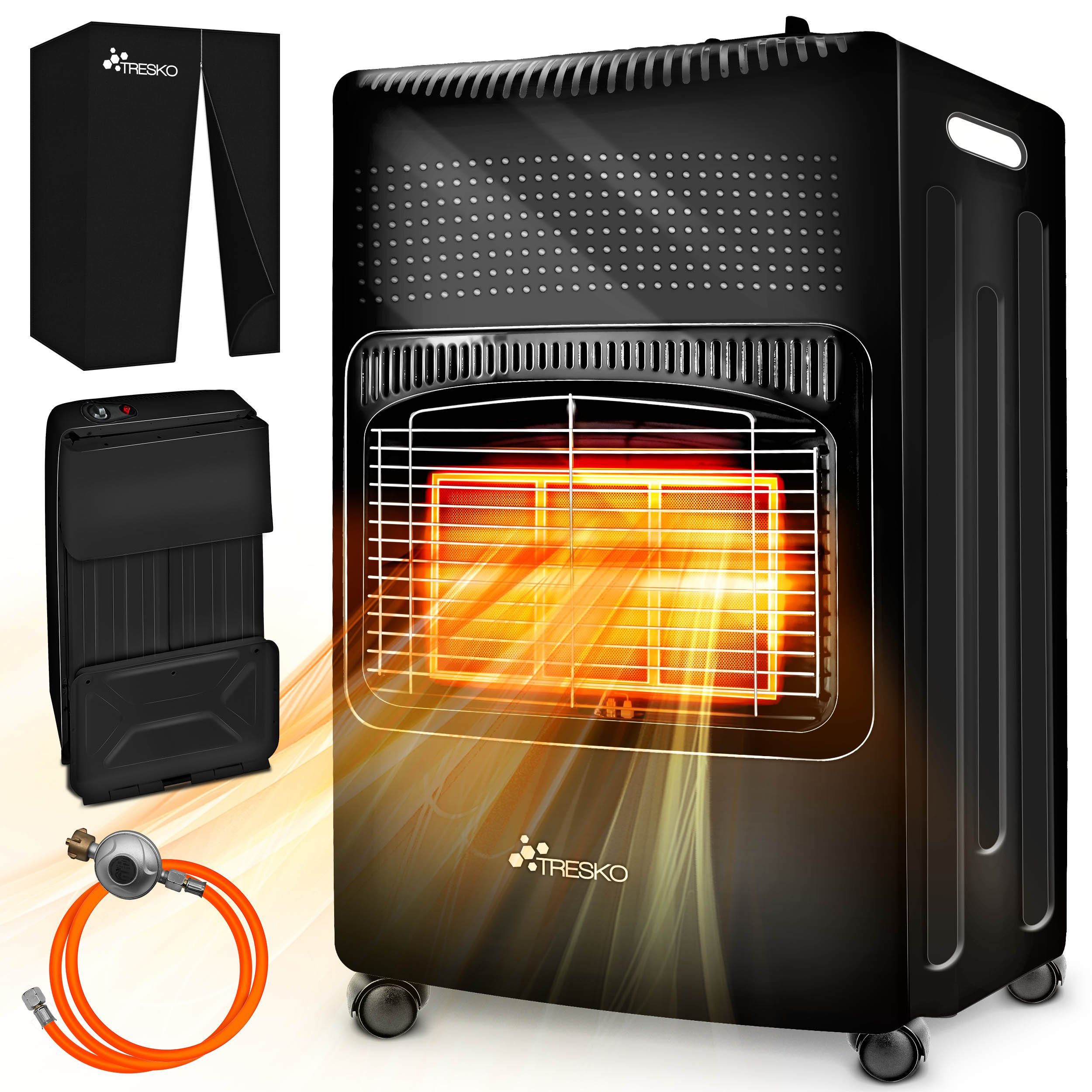 TRESKO Heizstrahler 4200 W Gasheizung + Abdeckung Gasheizer 3 Stufen Gasofe günstig online kaufen