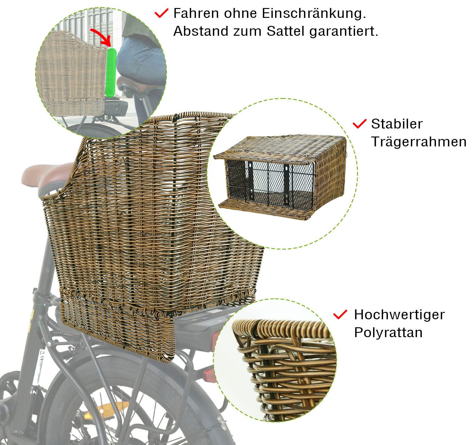 SachsenRAD Fahrradkorb Gepäckträgerkorb im Vintage-Look