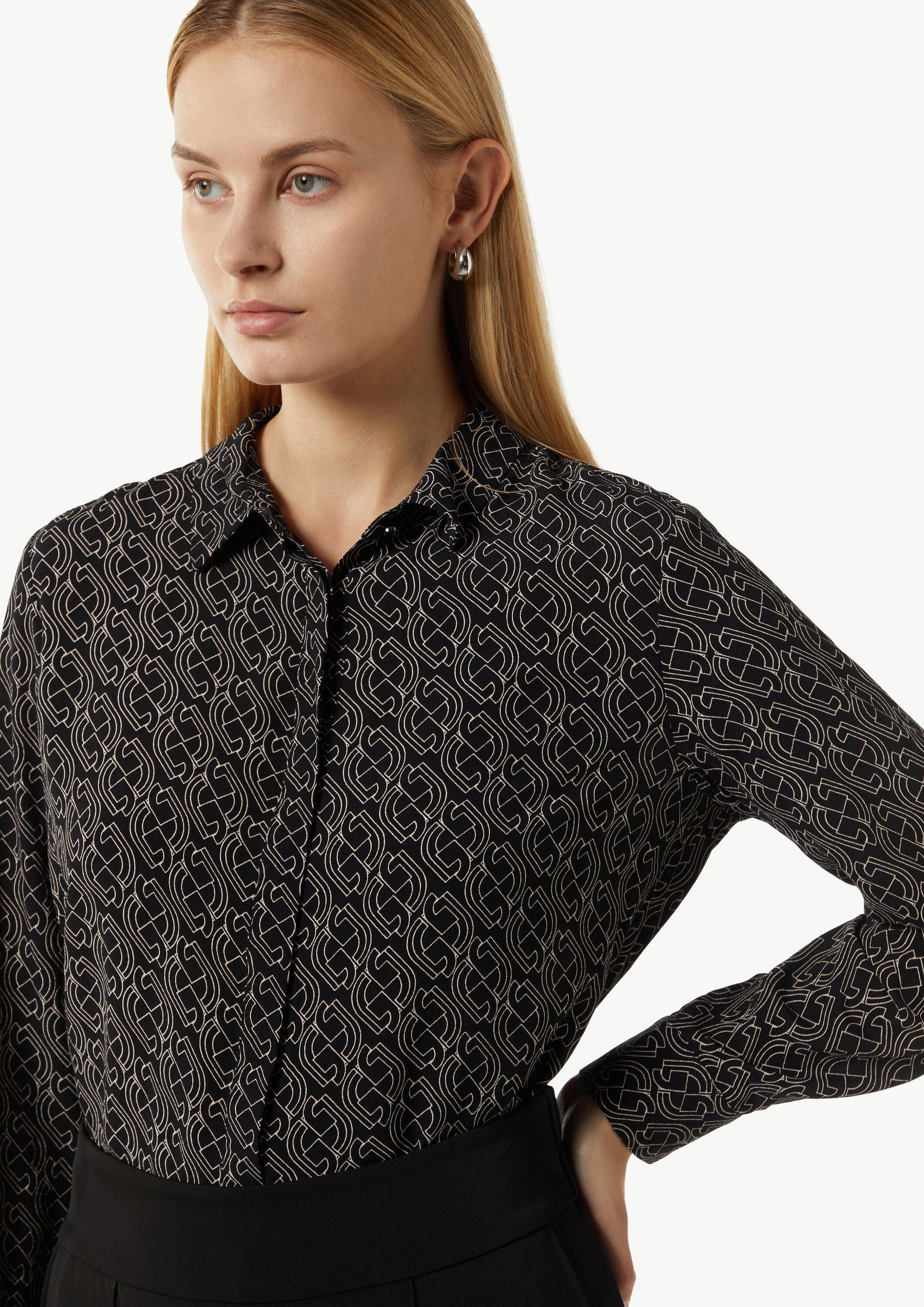 comma Langarmbluse Bluse Viskose-Bluse mit All-over-Print