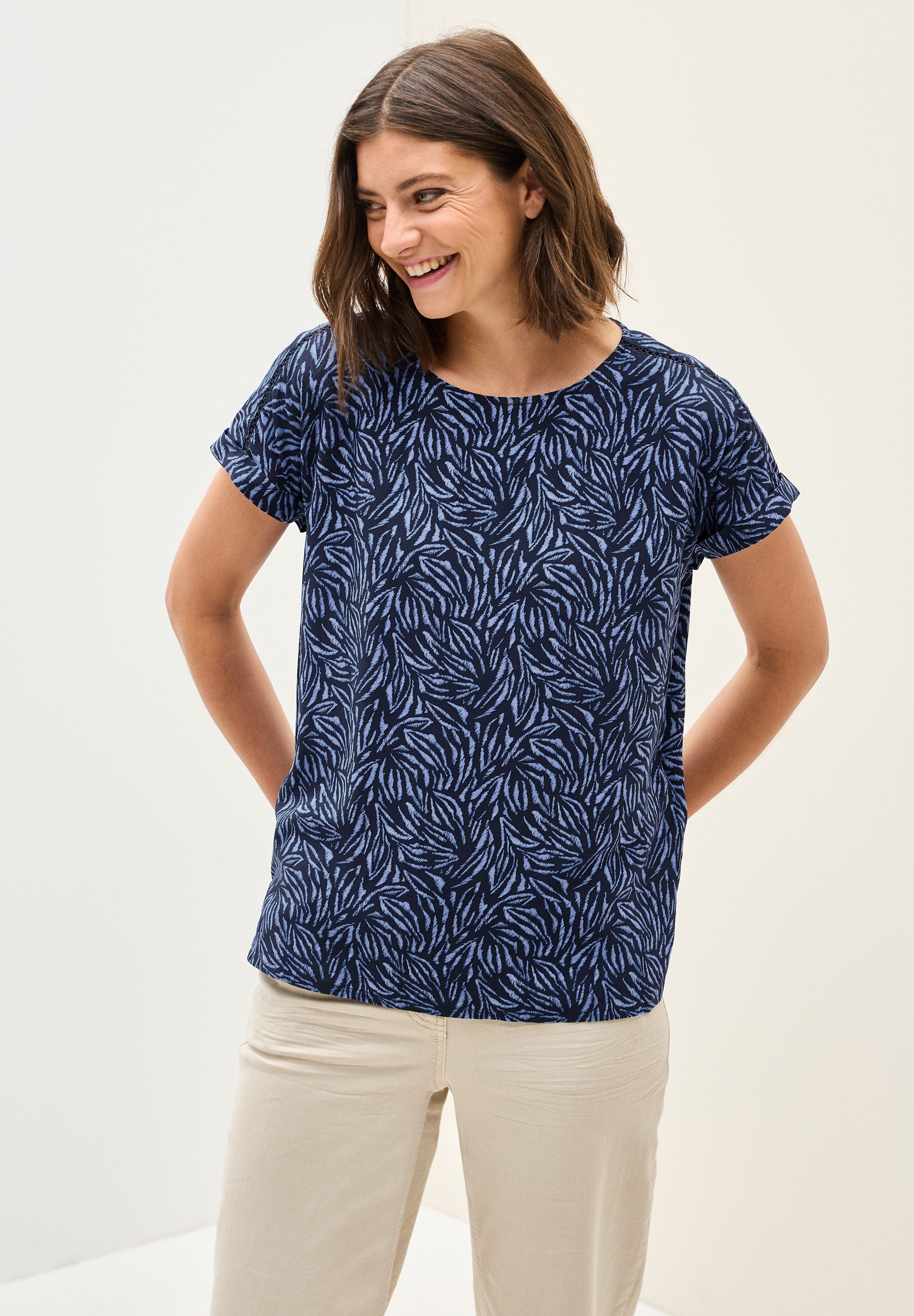 CECIL Kurzarmbluse mit All-Over Print günstig online kaufen