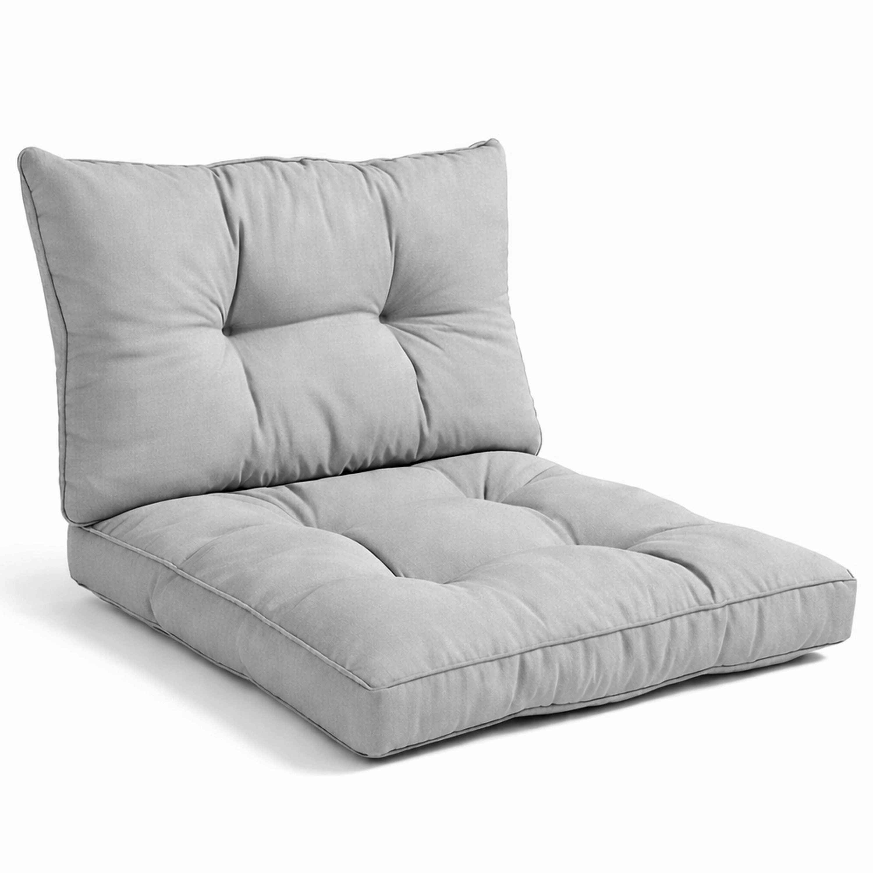 Beautissu Sitzkissen Lounge Kissen Set Outdoor Hellgrau XLuna, 60x60cm, 60x40cm, Sitzkissen Gartenstuhl 10 cm dick Sitzpolster Auflagen für Gartenmöbel